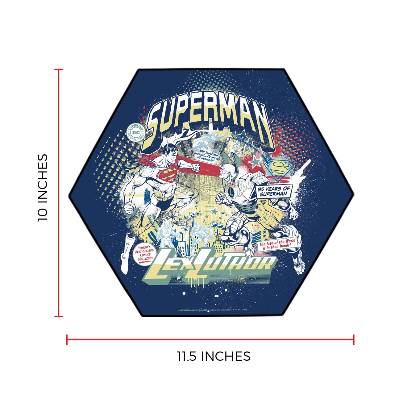 Superman 85th Anniversary (Superman VS Lex Luther) KNEXAGON® Wood Print WPHEX5775