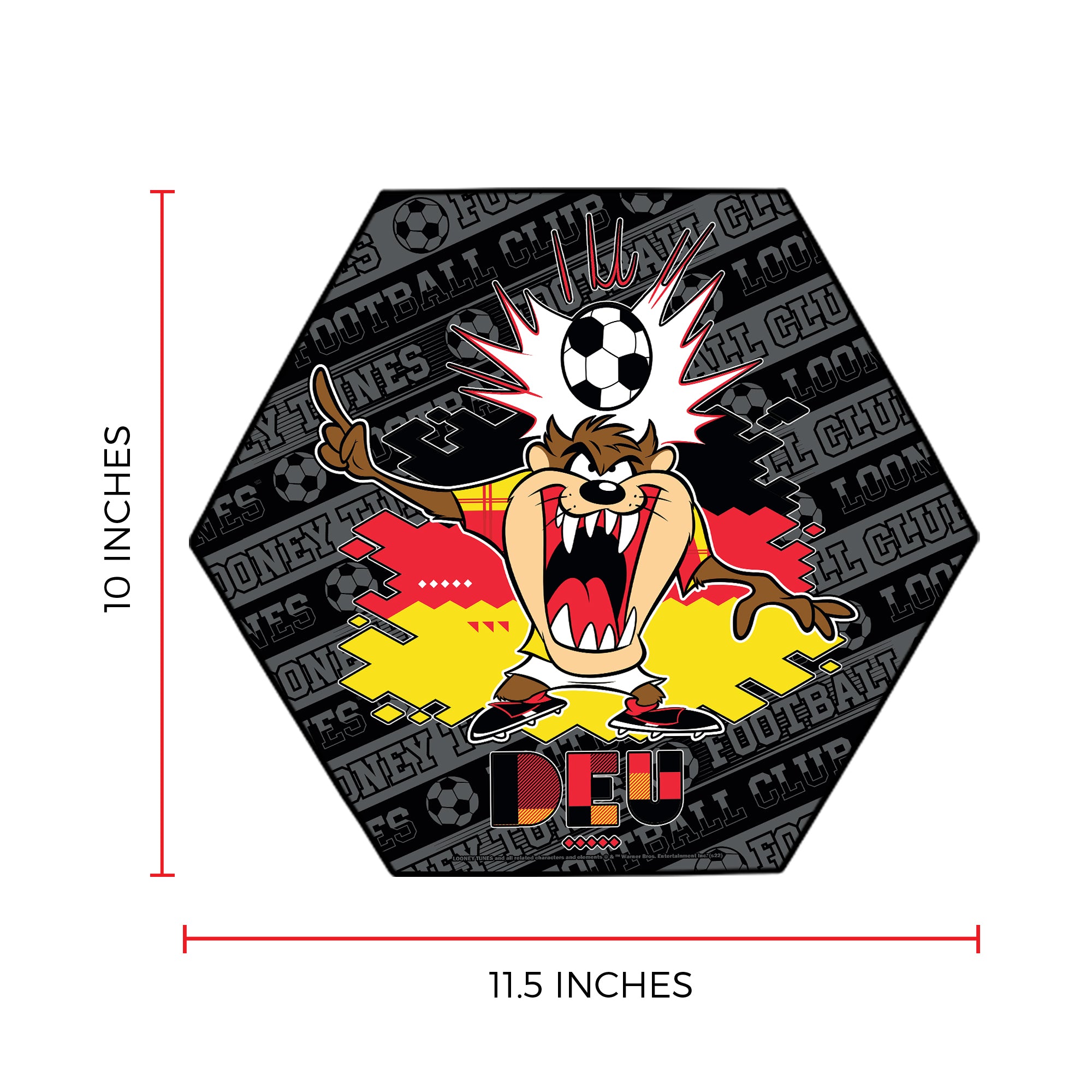 Looney Tunes (Team Germany Soccer - Taz) KNEXAGON® Wood Print WPHEX5798BOH