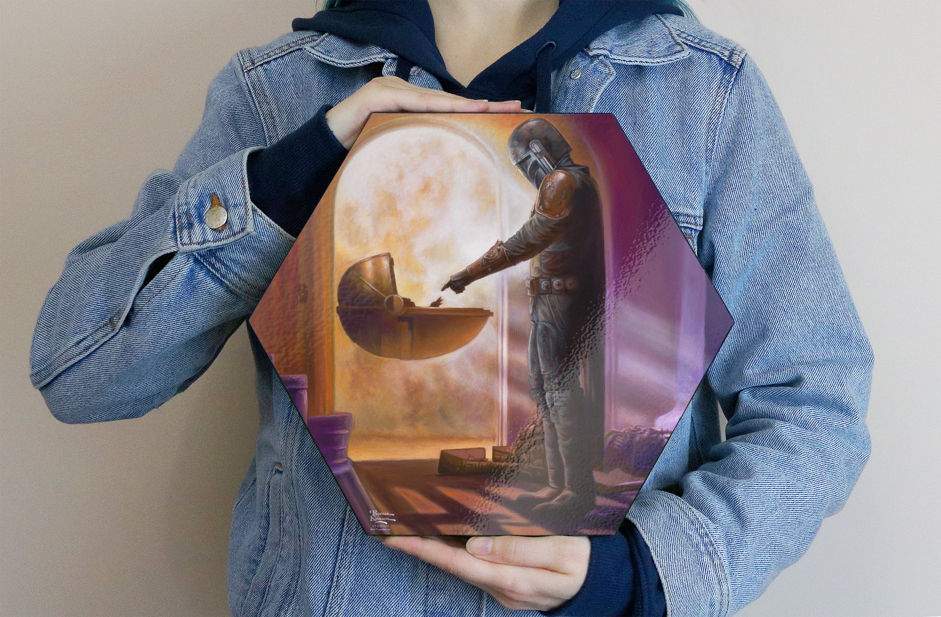 Star Wars (The Mandalorian  Turning Point By Monte Moore) KNEXAGON® Wood Print WPHEX5845