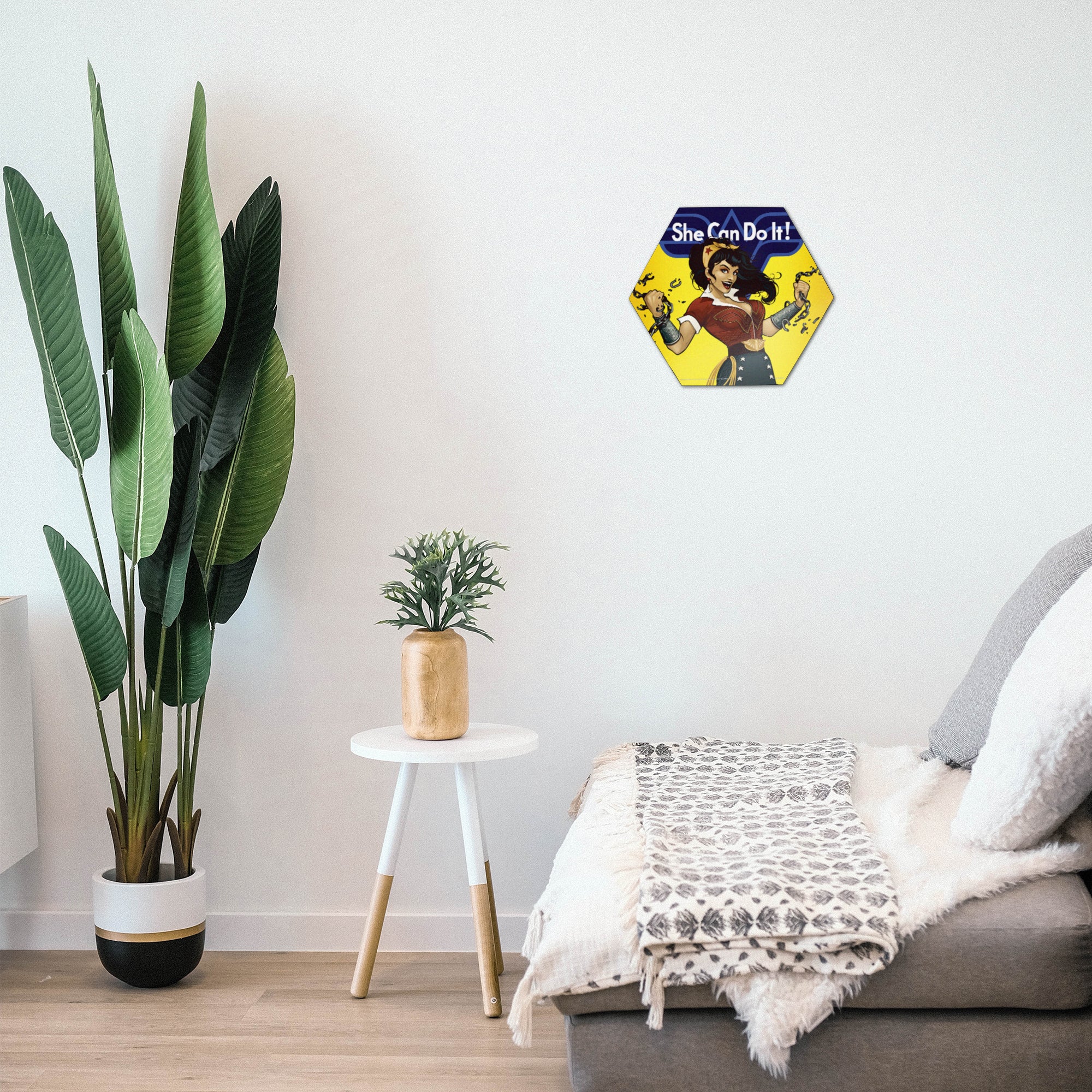 DC Comics (Wonder Woman - Bombshells) KNEXAGON® Wood Print  WPHEX5934DCBS