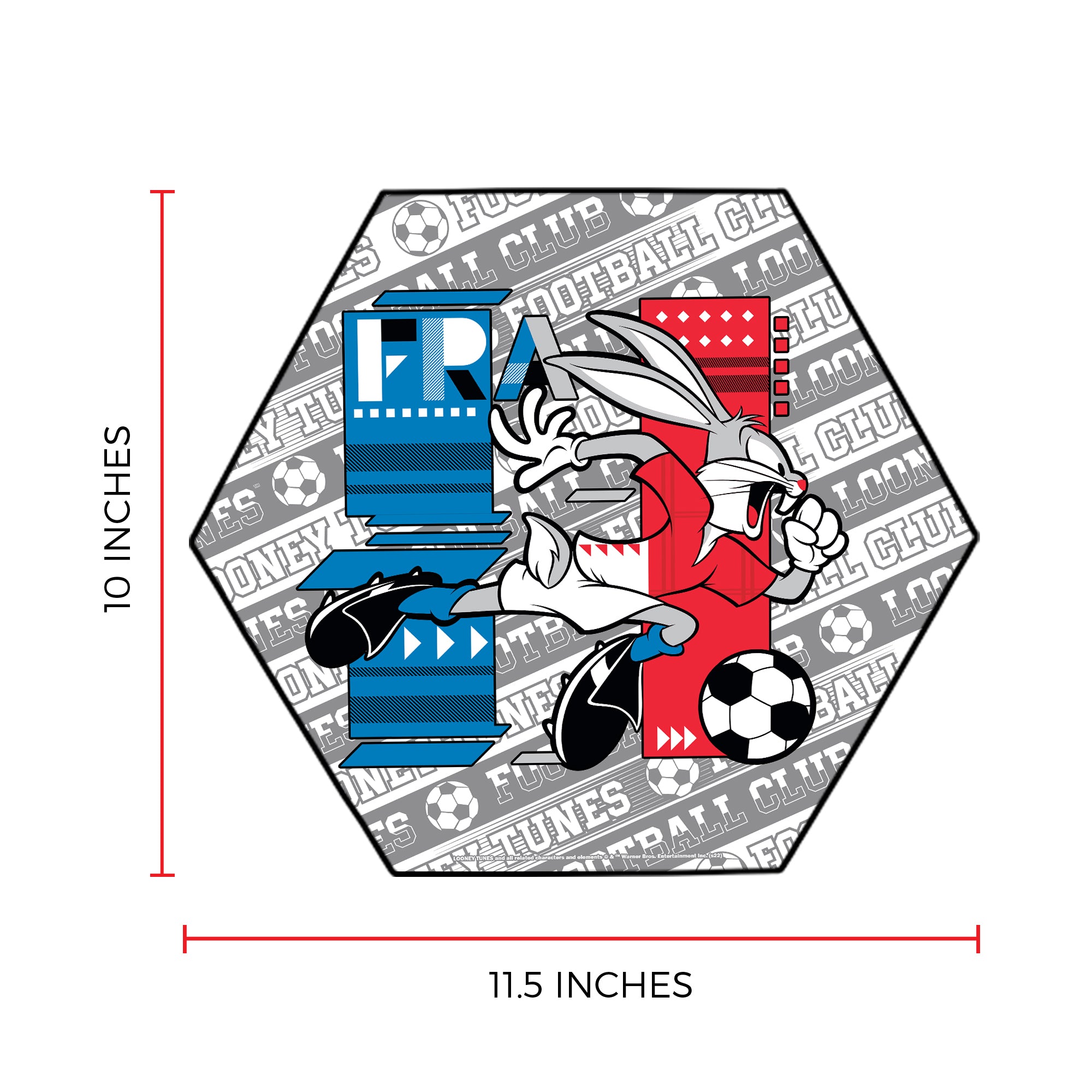 Looney Tunes (Team France Soccer - Bugs Bunny) KNEXAGON® Wood Print WPHEX5941BOH