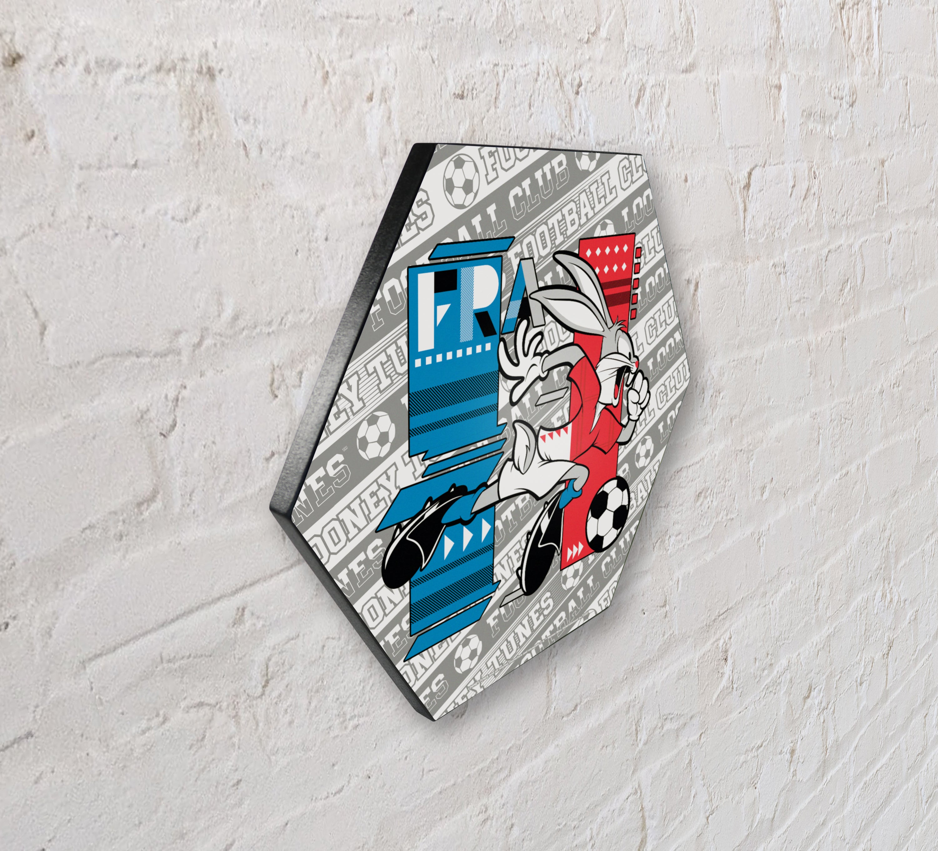 Looney Tunes (Team France Soccer - Bugs Bunny) KNEXAGON® Wood Print WPHEX5941BOH