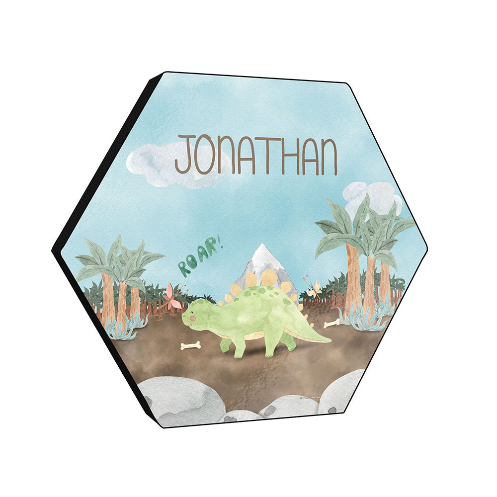 Kids Collection (Baby Dinosaur Nursery - Personalized) Hexagon KNEXAGON™ Wood Print