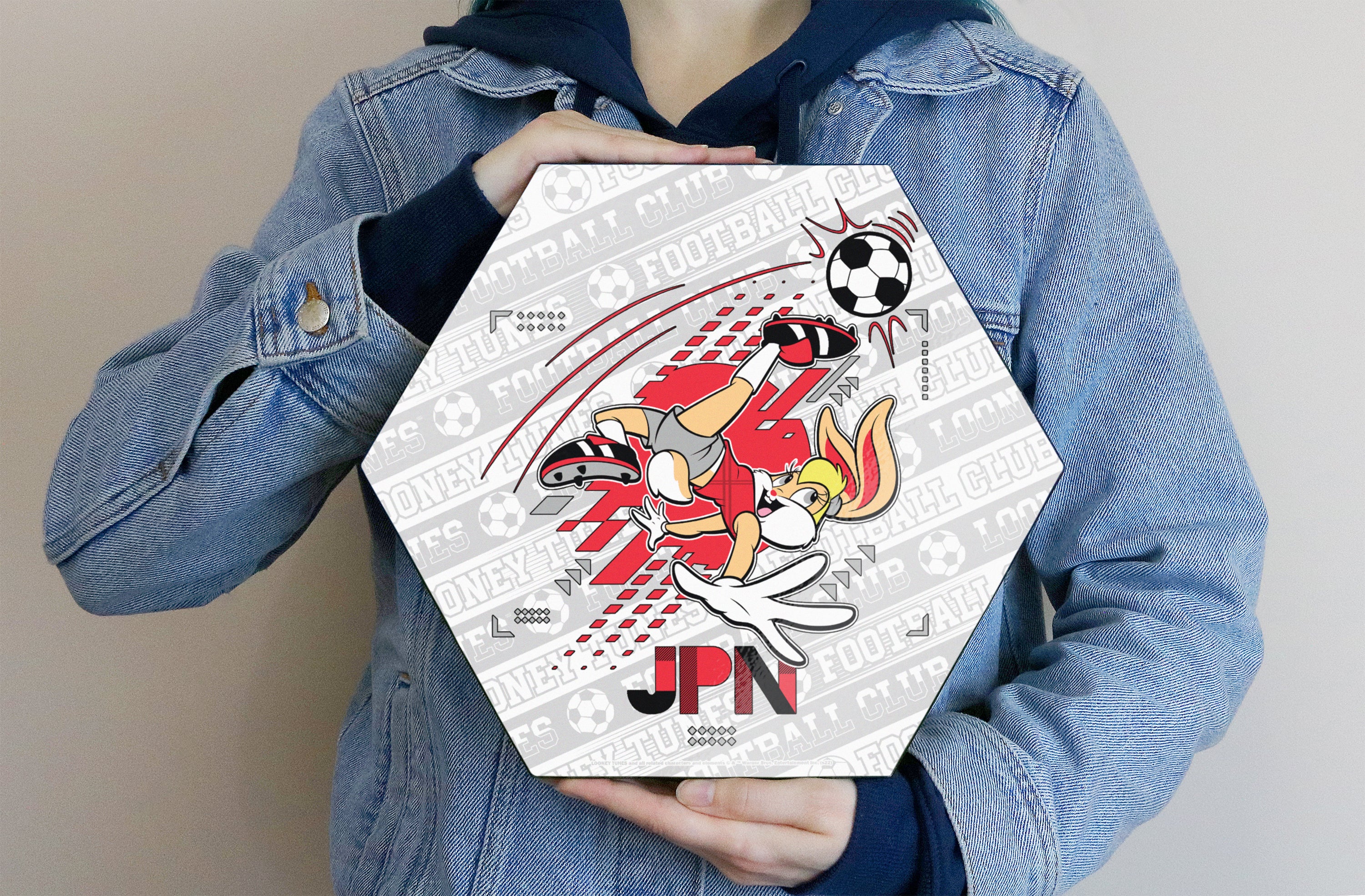 Looney Tunes (Team Japan Soccer - Lola Bunny) KNEXAGON® Wood Print WPHEX5976BOH