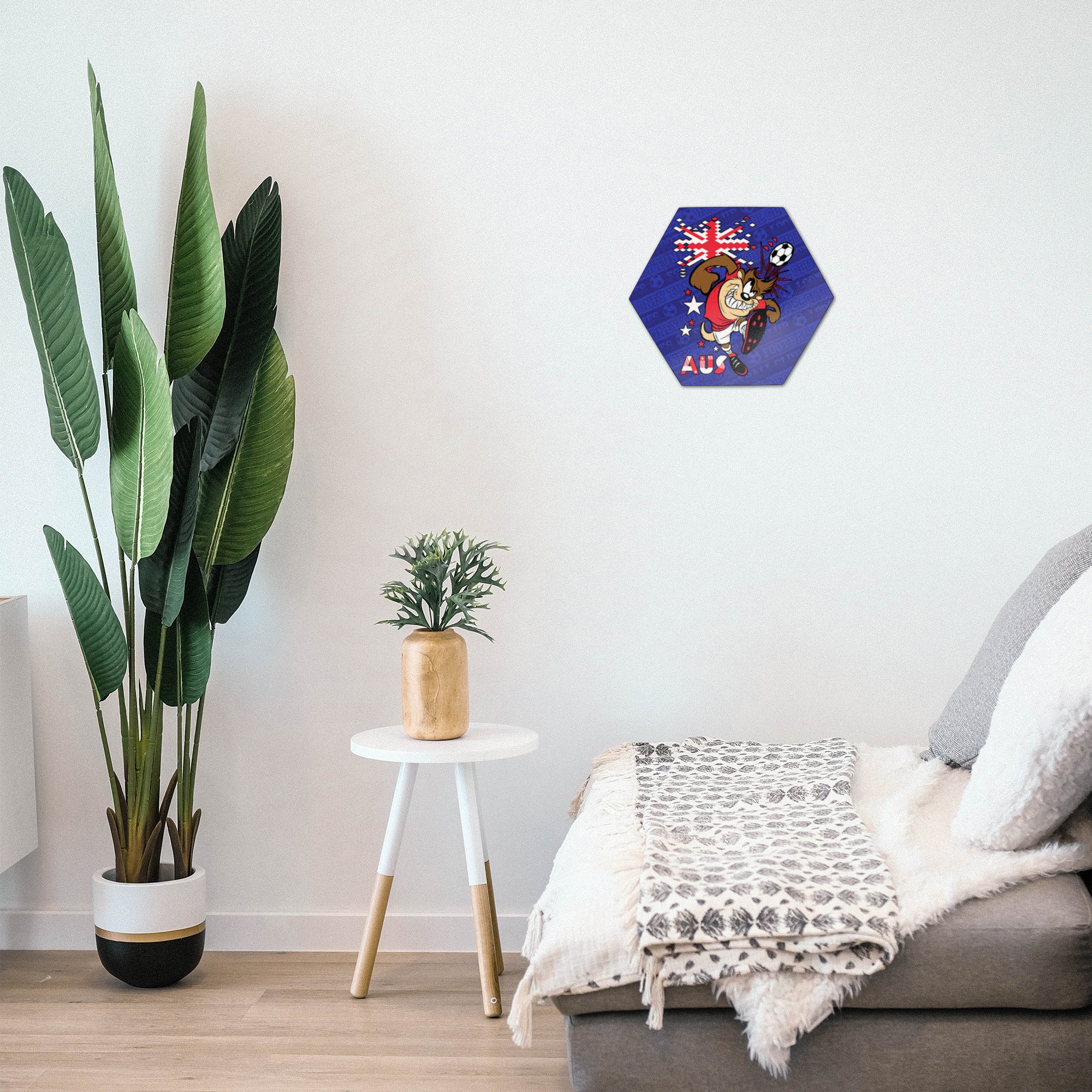 Looney Tunes (Team Australia Soccer - Taz) KNEXAGON® Wood Print WPHEX6149BOH