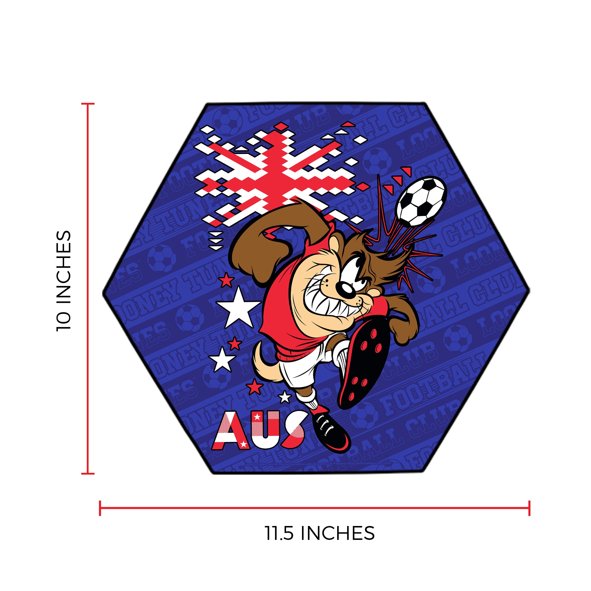 Looney Tunes (Team Australia Soccer - Taz) KNEXAGON® Wood Print WPHEX6149BOH