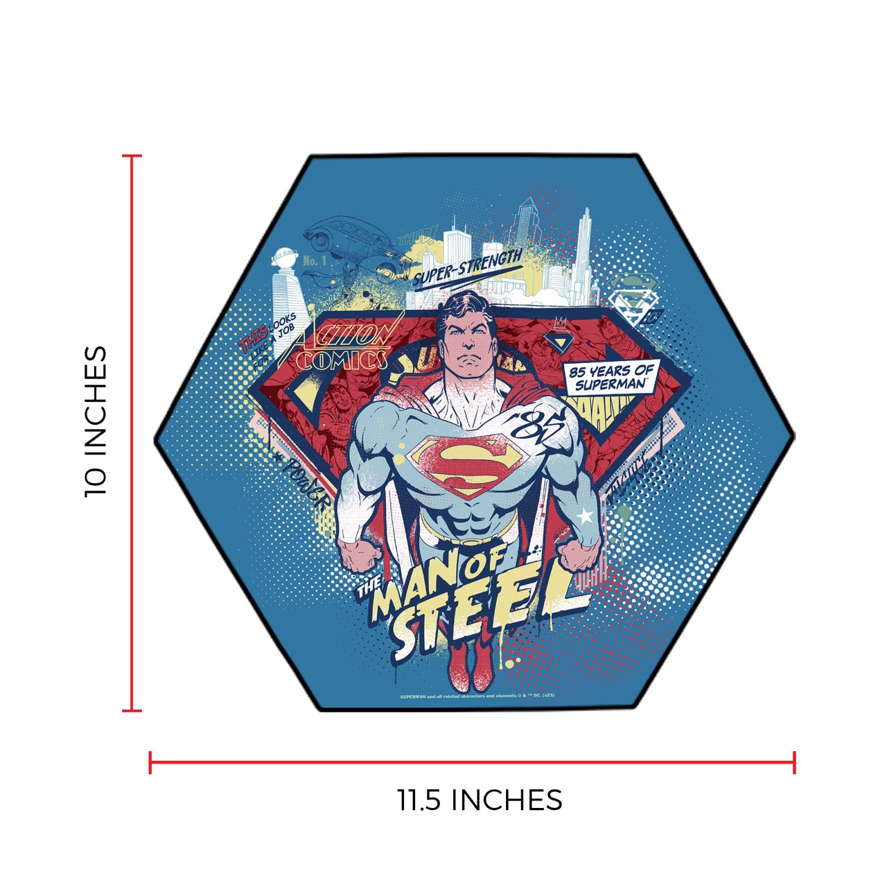 Superman 85th Anniversary (Man of Steel) KNEXAGON® Wood Print WPHEX6451