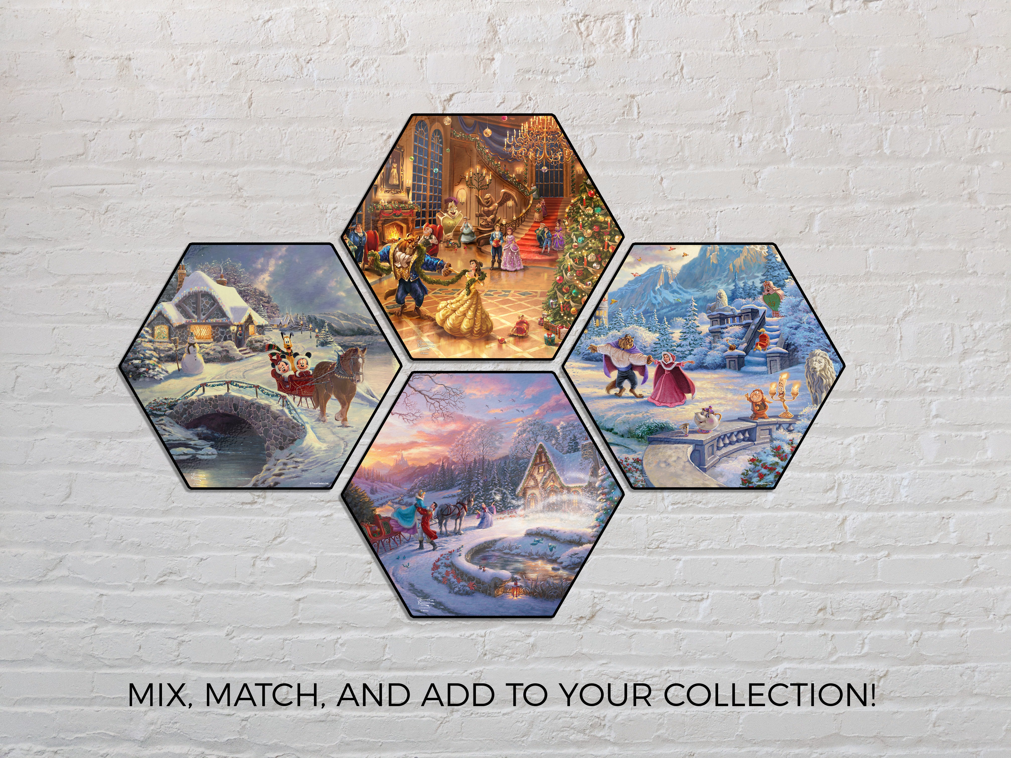 Disney (Beauty and the Beast Christmas Celebration) KNEXAGON® Wood Print WPHEX6489