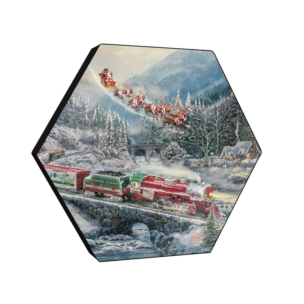 Thomas Kinkade (Christmas Light Express - Lionel) KNEXAGON® Wood Print WPHEX7063