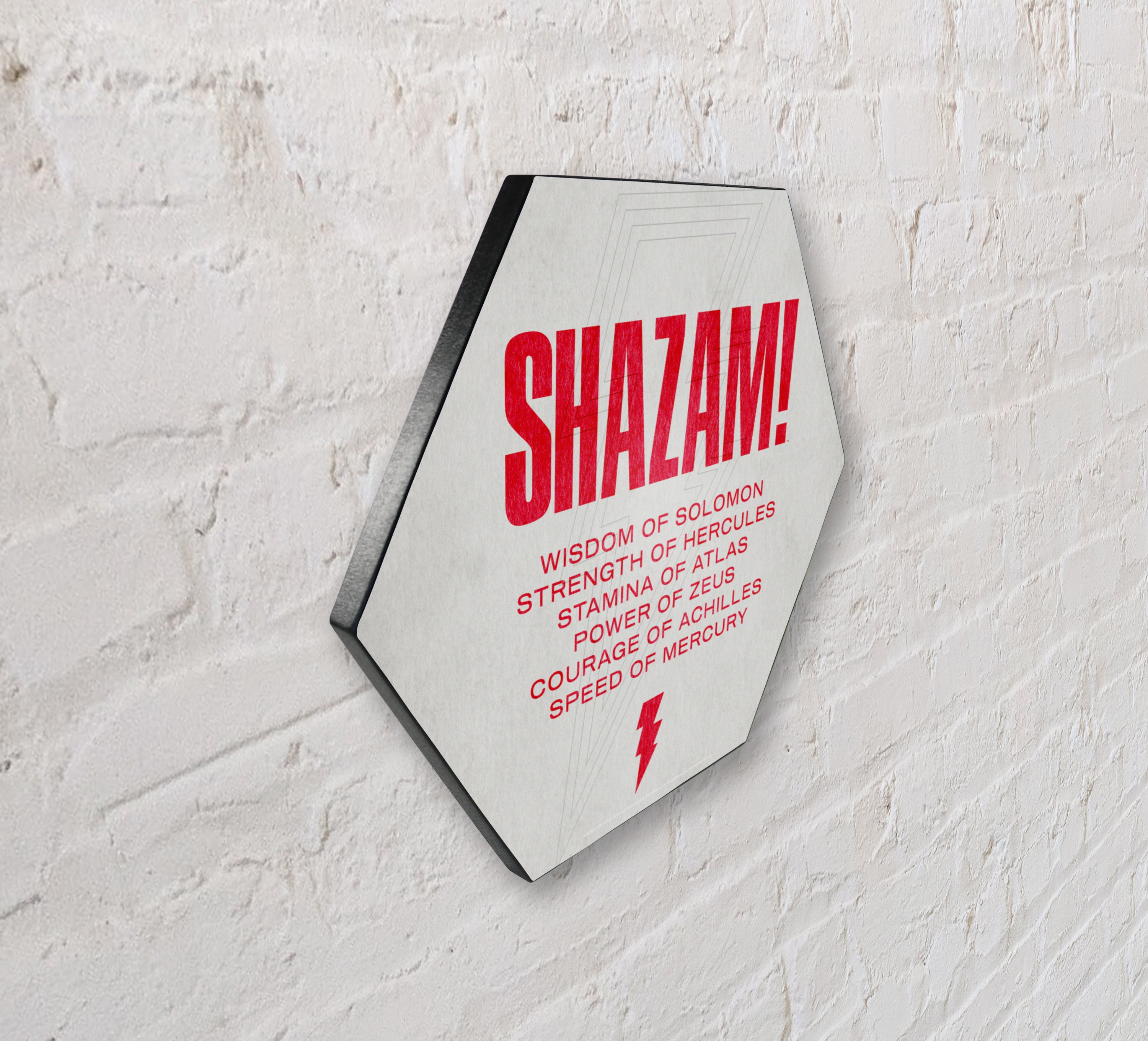 Shazam! Fury Of The Gods (S.H.A.Z.A.M.) KNEXAGON® Wood Print WPHEX7156