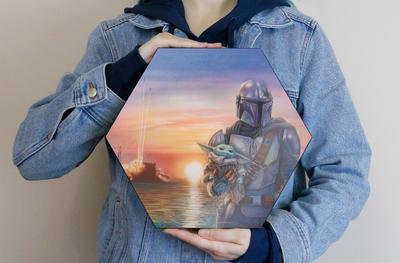 Star Wars (The Mandalorian  A New Direction) KNEXAGON® Wood Print WPHEX7401