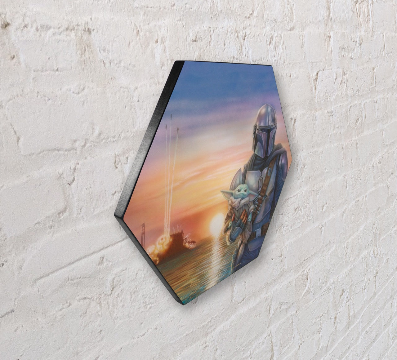 Star Wars (The Mandalorian  A New Direction) KNEXAGON® Wood Print WPHEX7401