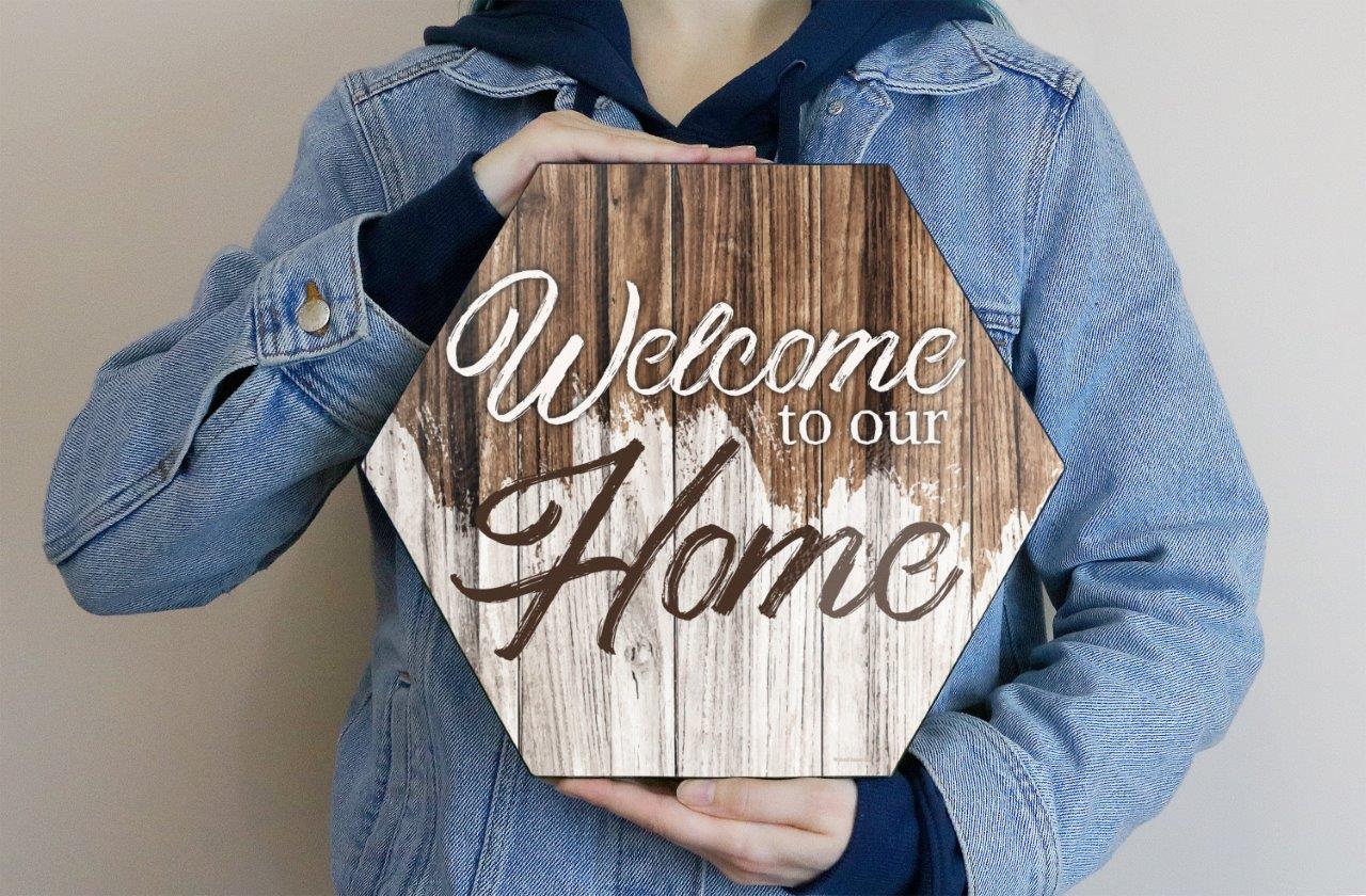 Family Collection (Welcome To Our Home) KNEXAGON® Wood Print WPHEX7613