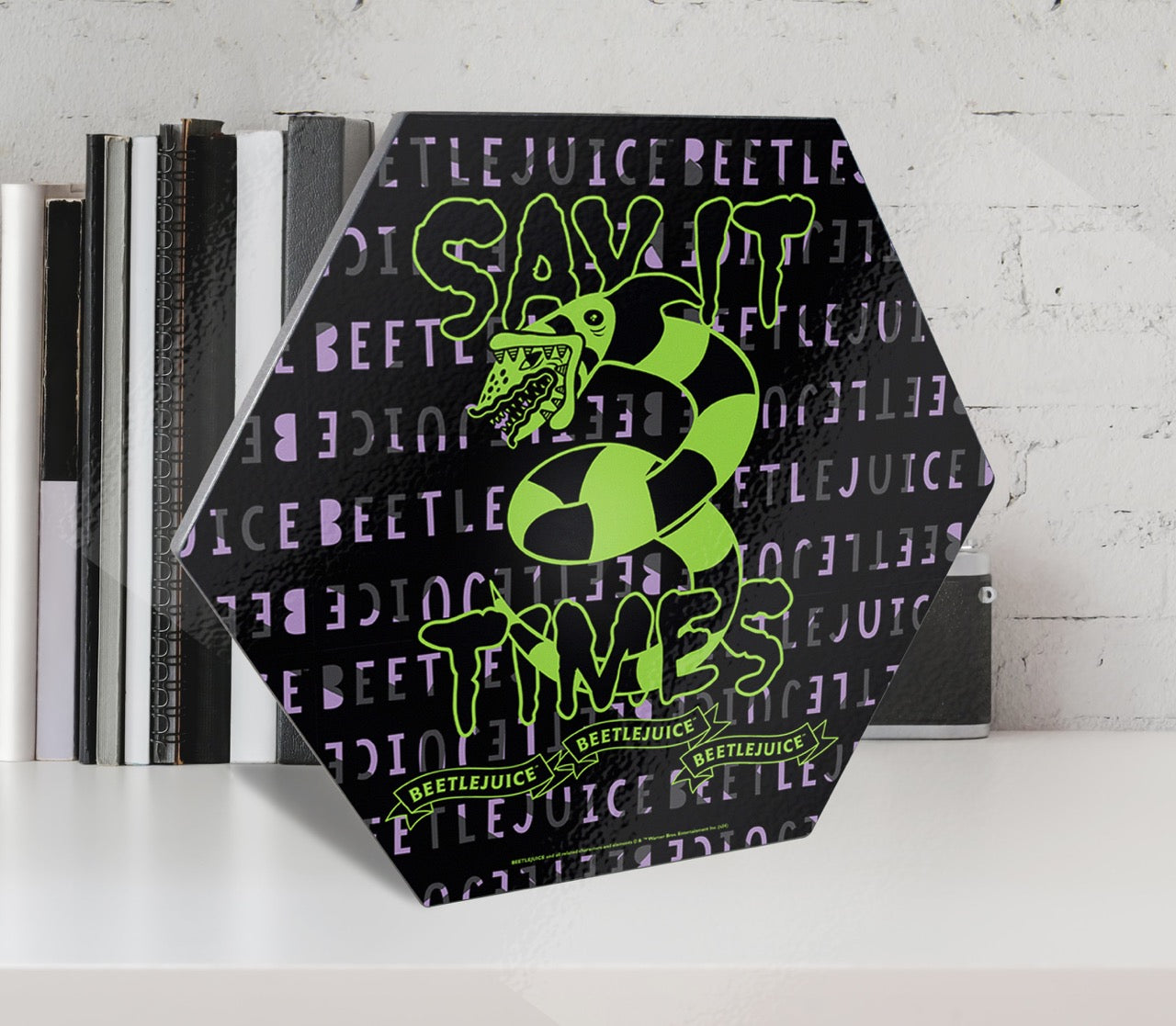 Beetlejuice (Say it Three Times) KNEXAGON® Wood Print WPHEX7622