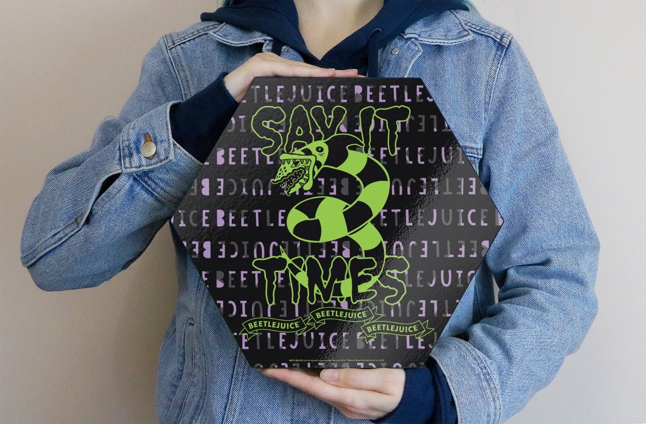 Beetlejuice (Say it Three Times) KNEXAGON® Wood Print WPHEX7622