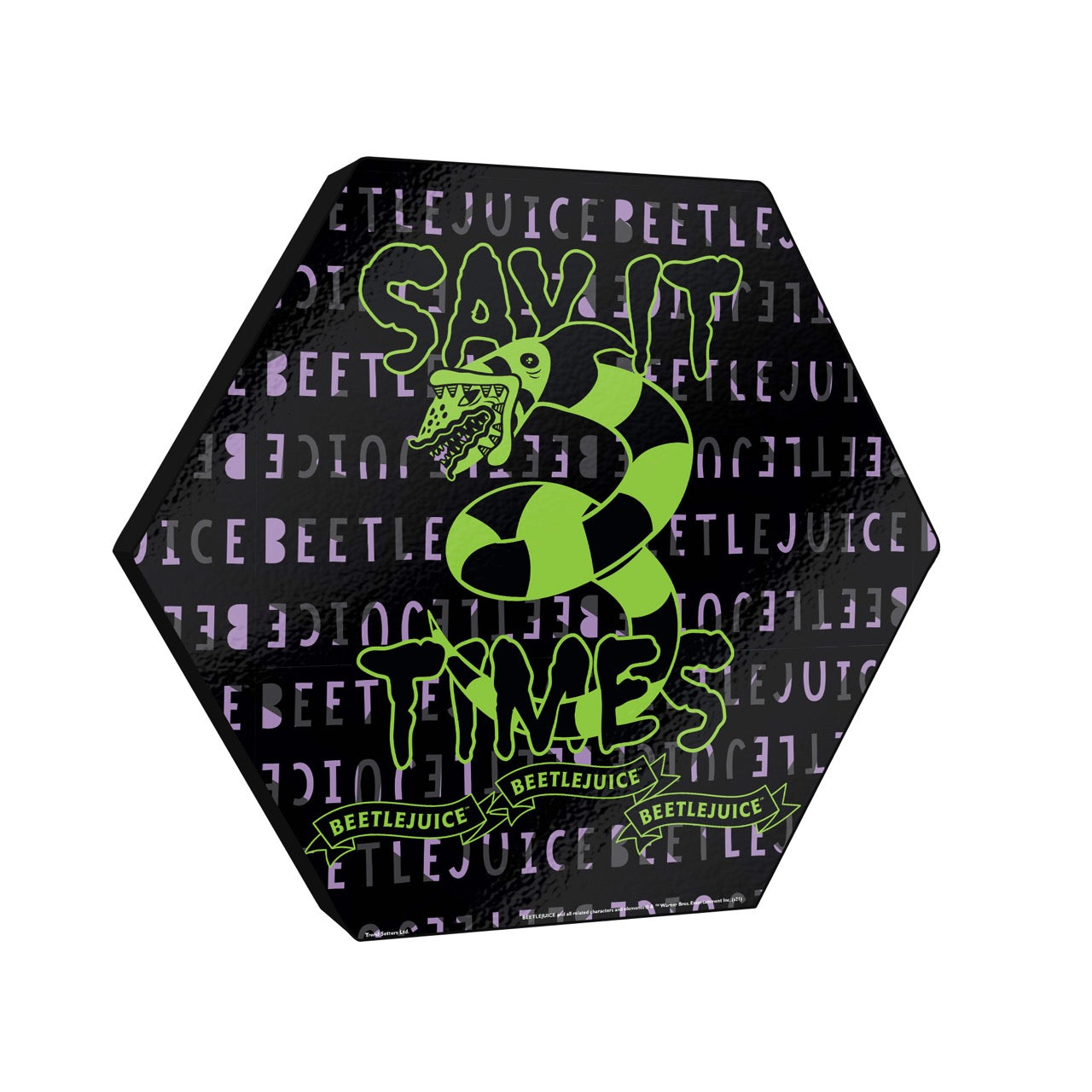 Beetlejuice (Say it Three Times) KNEXAGON® Wood Print WPHEX7622