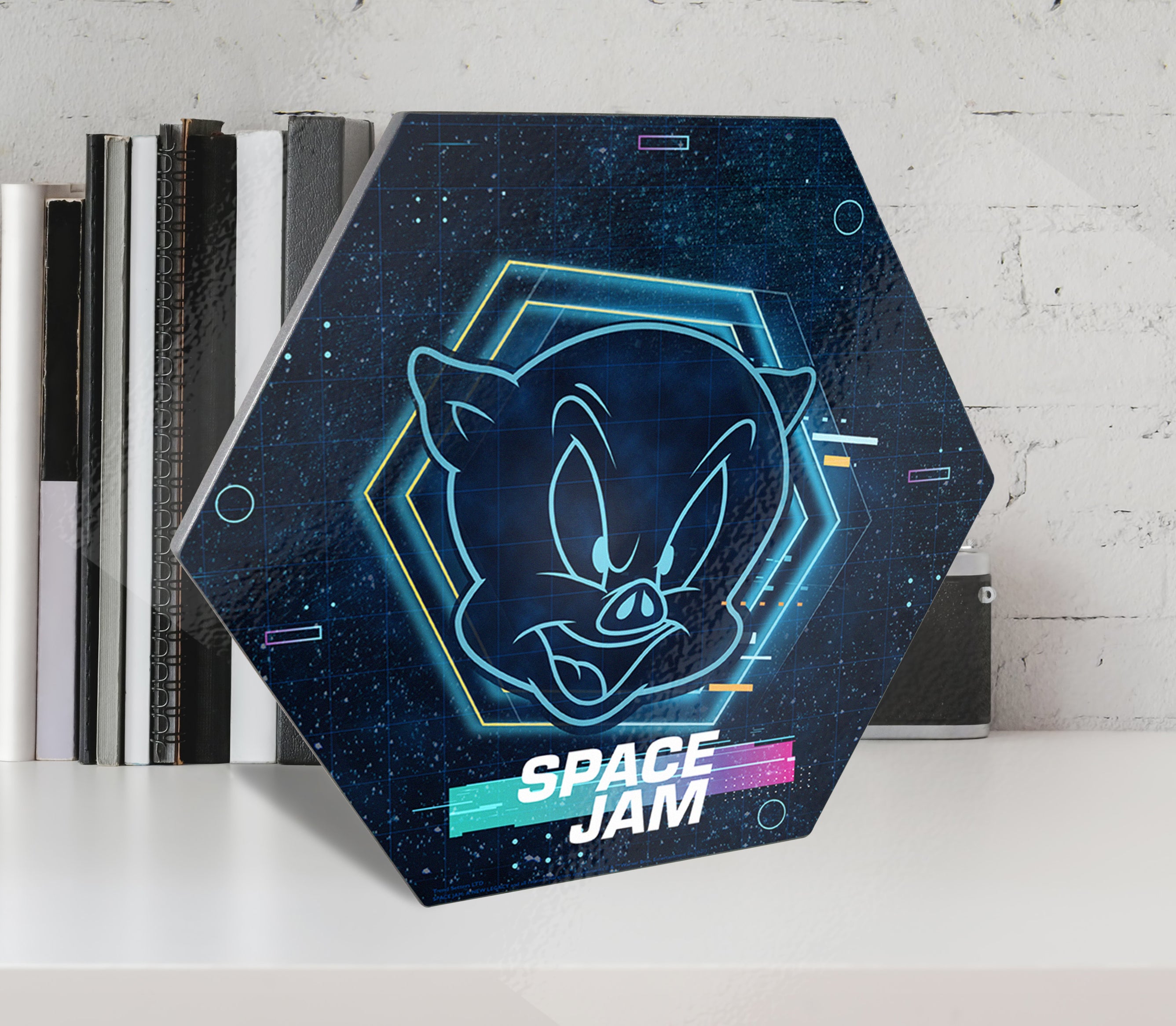 Space Jam: A New Legacy (Tune Squad- Porky Pig) KNEXAGON® Wood Print WPHEX7823SJTS
