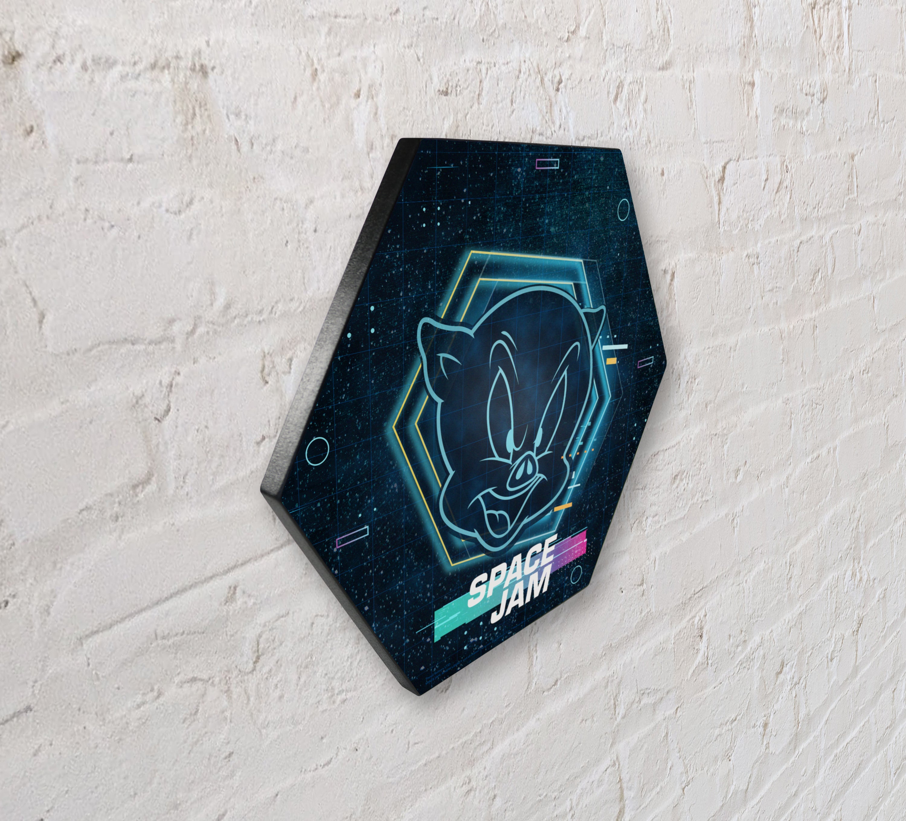 Space Jam: A New Legacy (Tune Squad- Porky Pig) KNEXAGON® Wood Print WPHEX7823SJTS