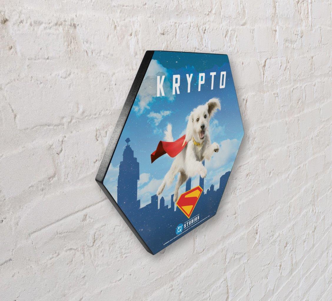 Superman (2025) (Krypto in the Sky) 11.5" X 10" KNEXAGON Wood Print WPHEX8015