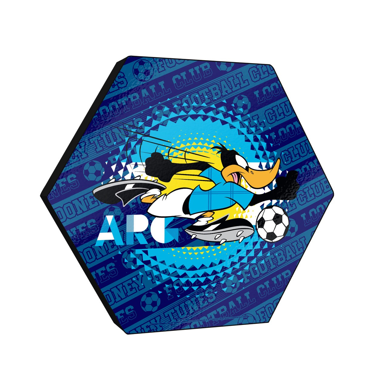 Looney Tunes (Team Argentina Soccer - Daffy Duck) KNEXAGON® Wood Print WPHEX8360BOH