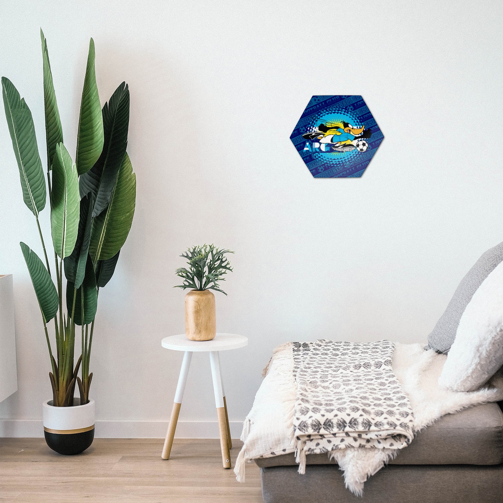 Looney Tunes (Team Argentina Soccer - Daffy Duck) KNEXAGON® Wood Print WPHEX8360BOH