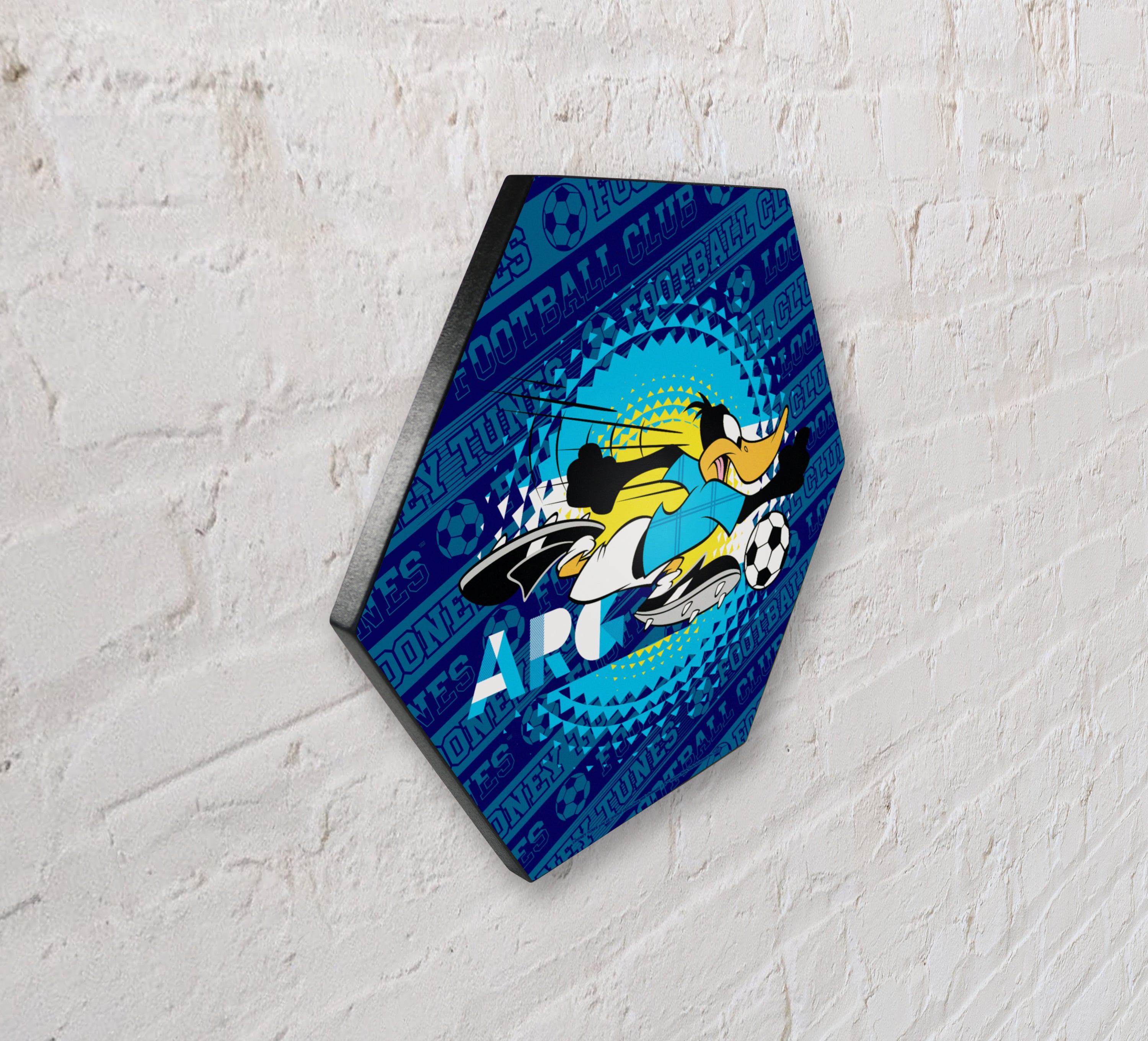 Looney Tunes (Team Argentina Soccer - Daffy Duck) KNEXAGON® Wood Print WPHEX8360BOH