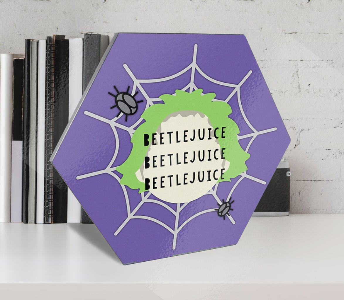 Beetlejuice (Beetlejuice 3x) KNEXAGON® Wood Print WPHEX8618