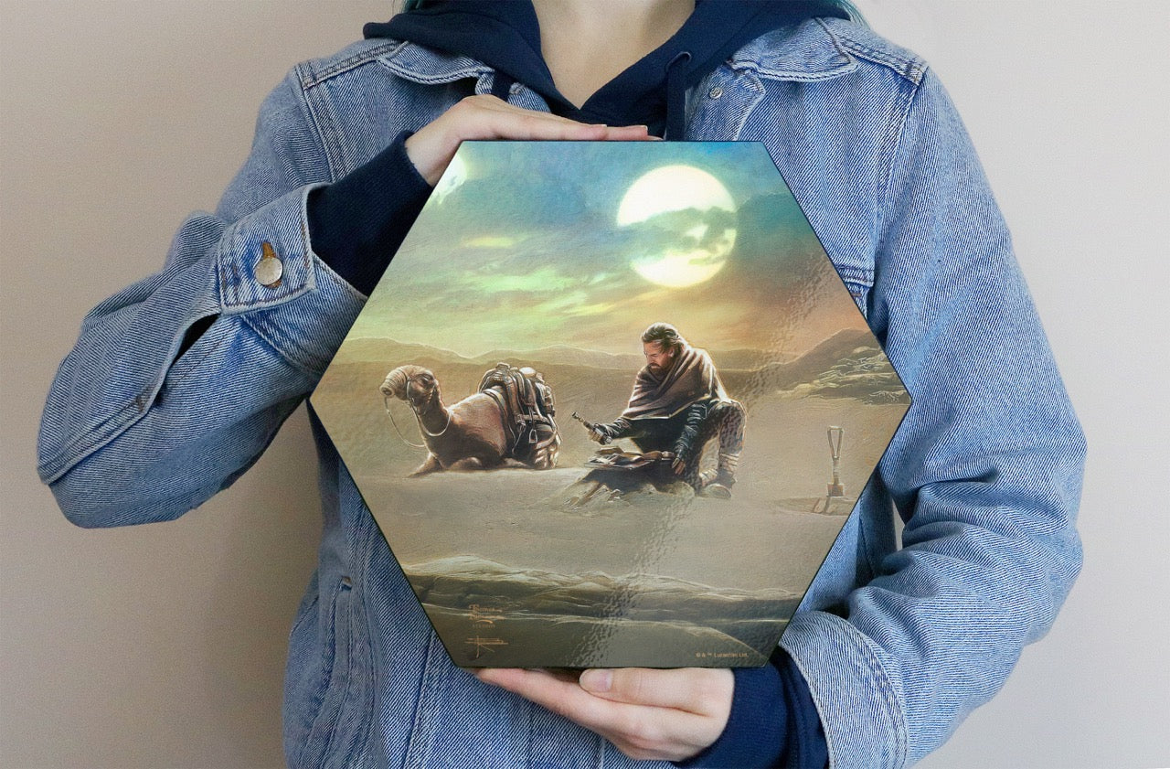 Star Wars (Obi-Wan Kenobi - Returning to his Past) KNEXAGON® Wood Print WPHEX8730