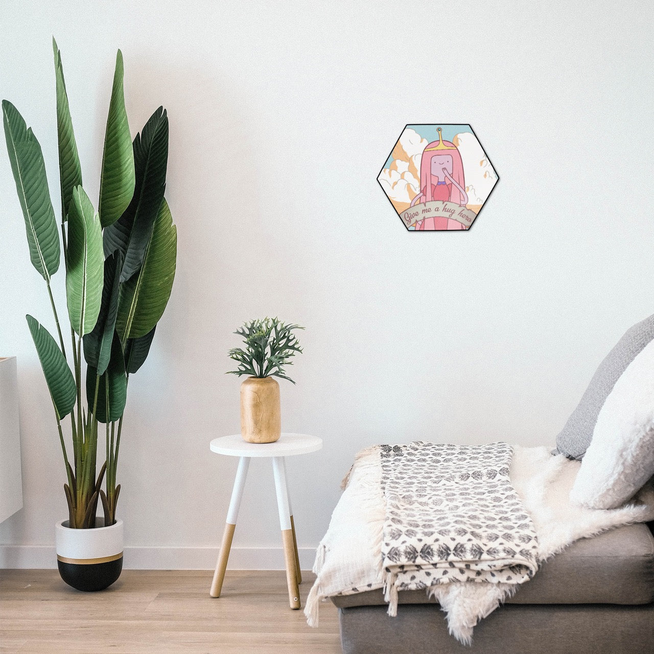 Adventure Time (Give me a Hug Hero) KNEXAGON™ Wood Print WPHEX8759