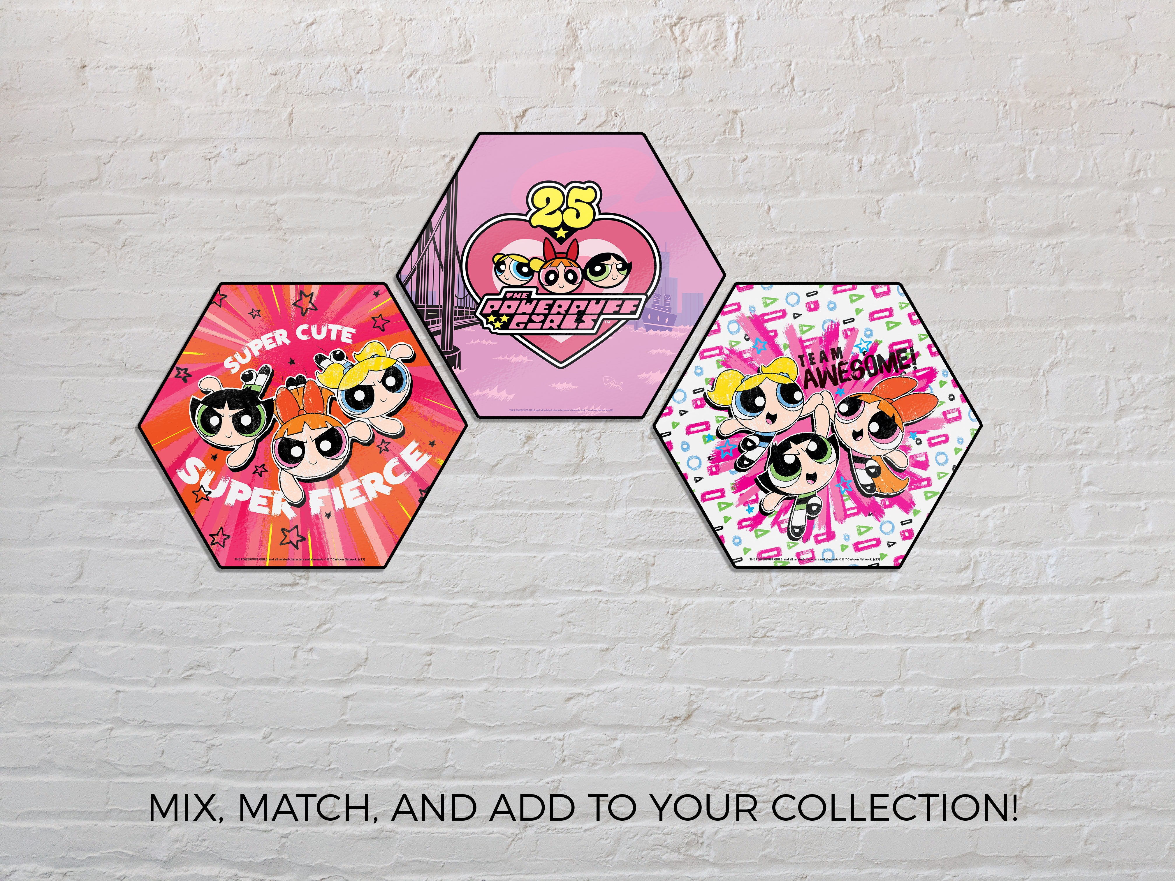 Powerpuff Girls (Team Awesome) KNEXAGON® Wood Print WPHEX8833