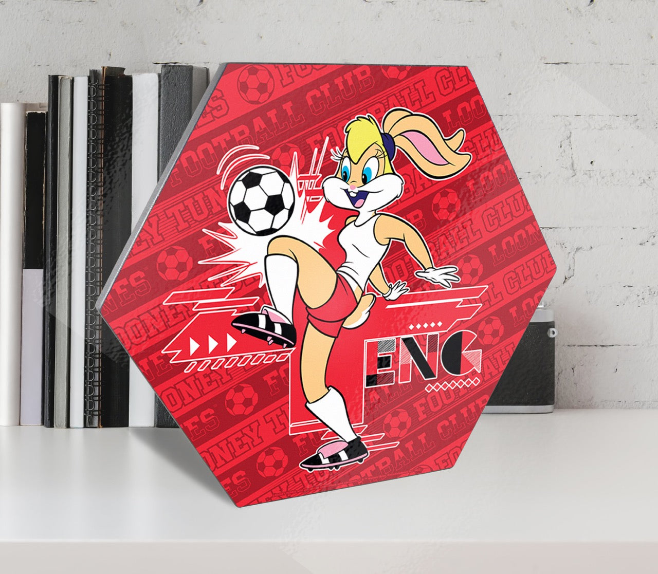 Looney Tunes (Team England Soccer Lola Bunny) KNEXAGON® Wood Print WPHEX8903BOH