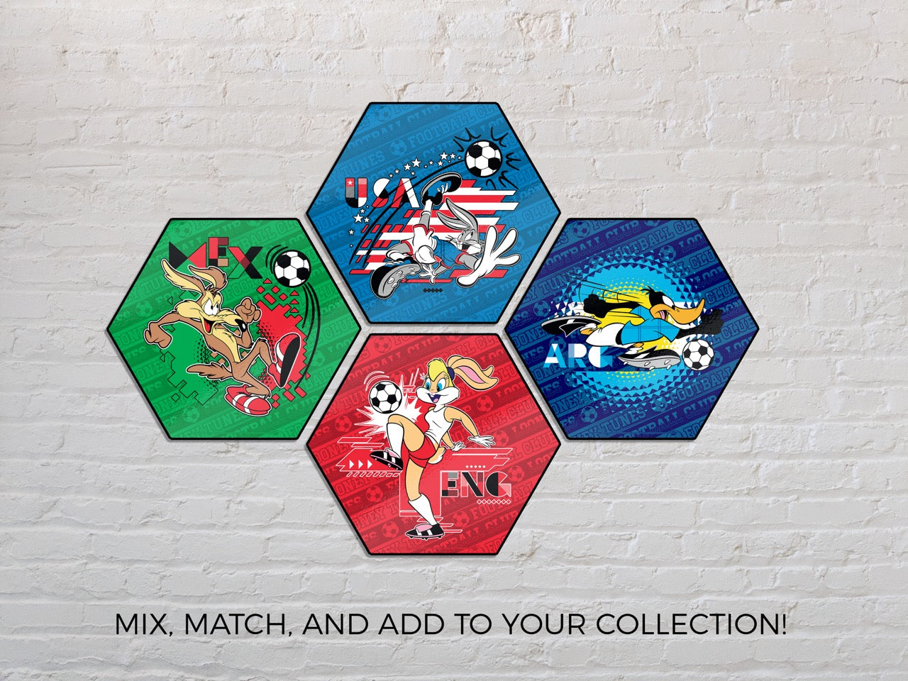 Looney Tunes (Team England Soccer Lola Bunny) KNEXAGON® Wood Print WPHEX8903BOH