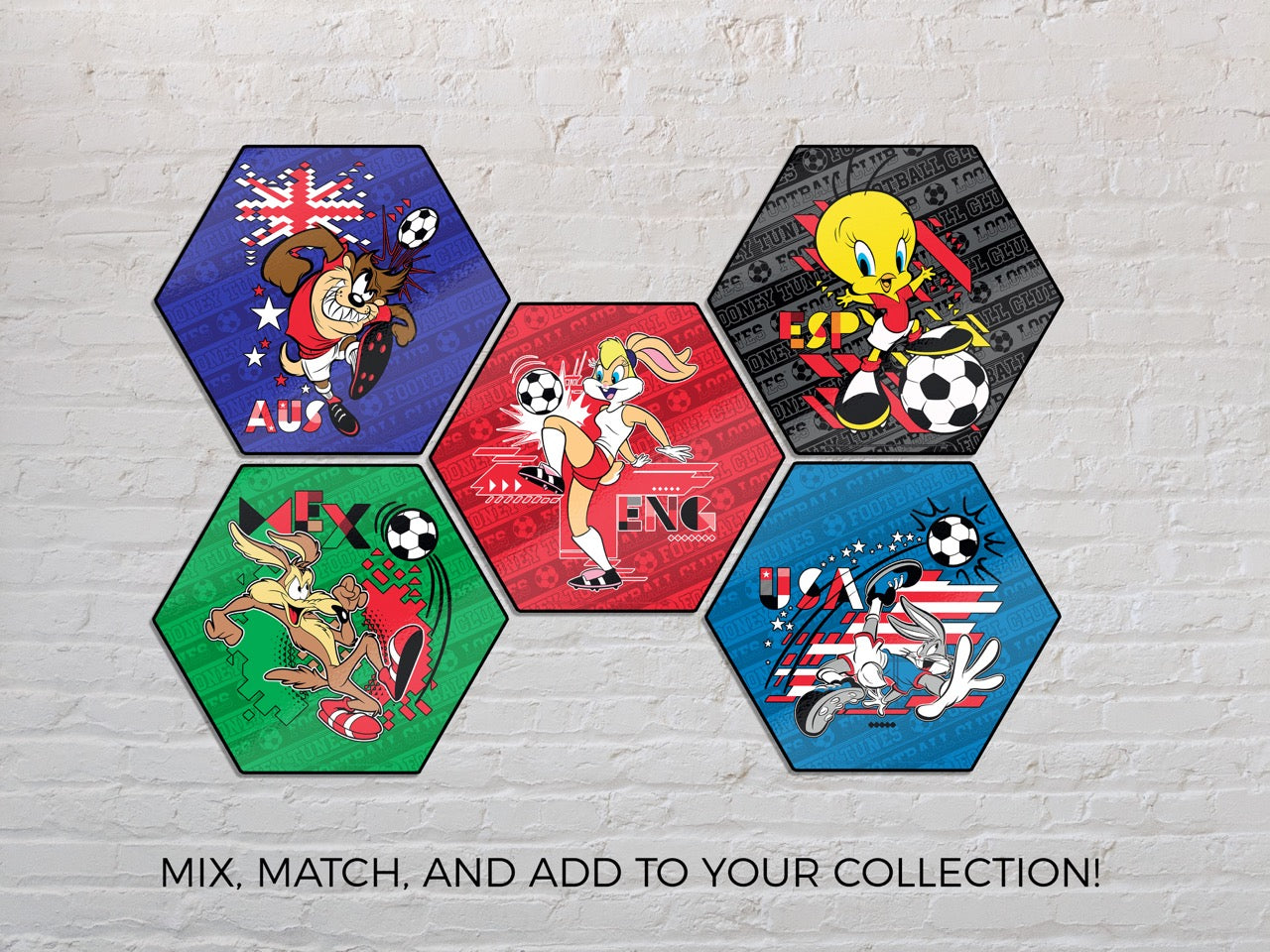 Looney Tunes (Team England Soccer Lola Bunny) KNEXAGON® Wood Print WPHEX8903BOH