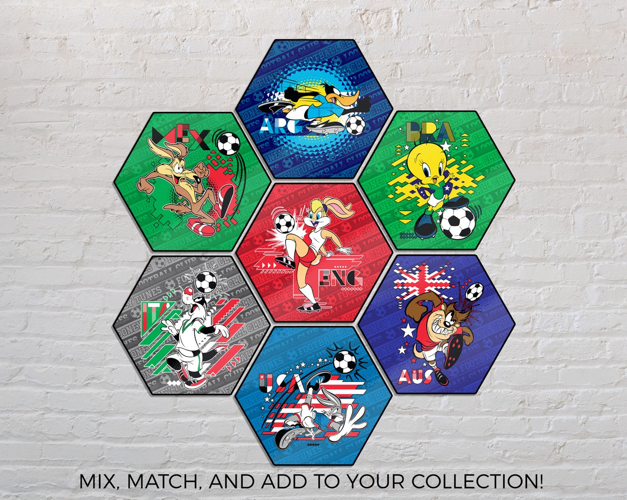 Looney Tunes (Team England Soccer Lola Bunny) KNEXAGON® Wood Print WPHEX8903BOH