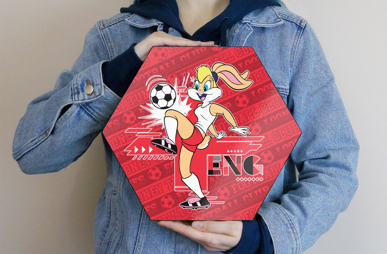 Looney Tunes (Team England Soccer Lola Bunny) KNEXAGON® Wood Print WPHEX8903BOH