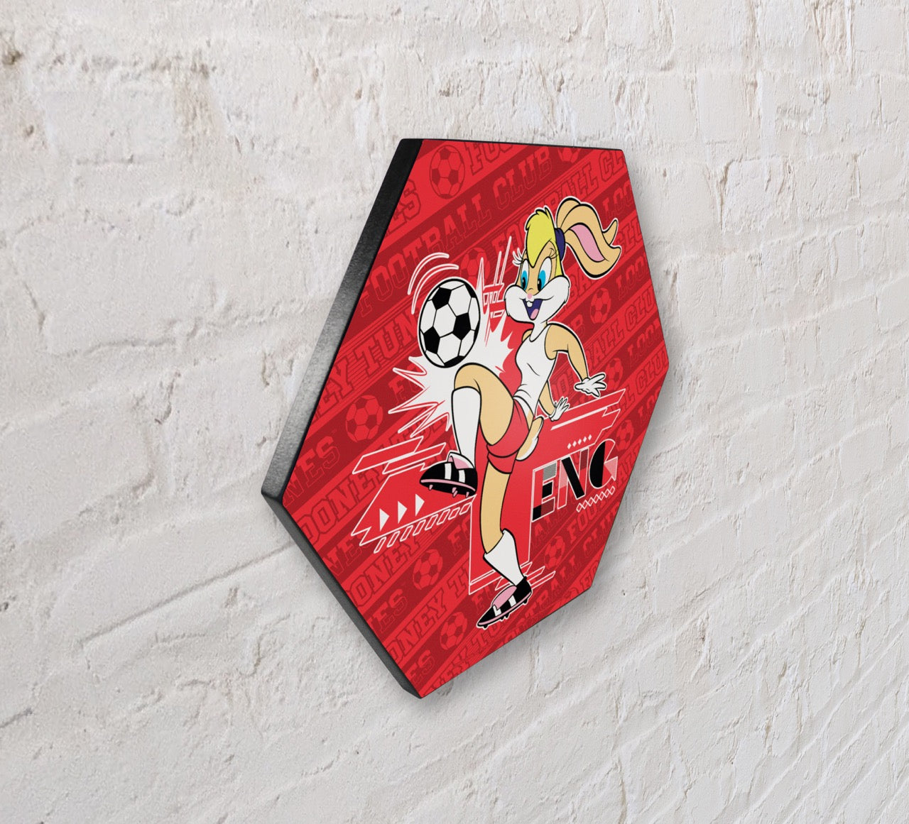 Looney Tunes (Team England Soccer Lola Bunny) KNEXAGON® Wood Print WPHEX8903BOH