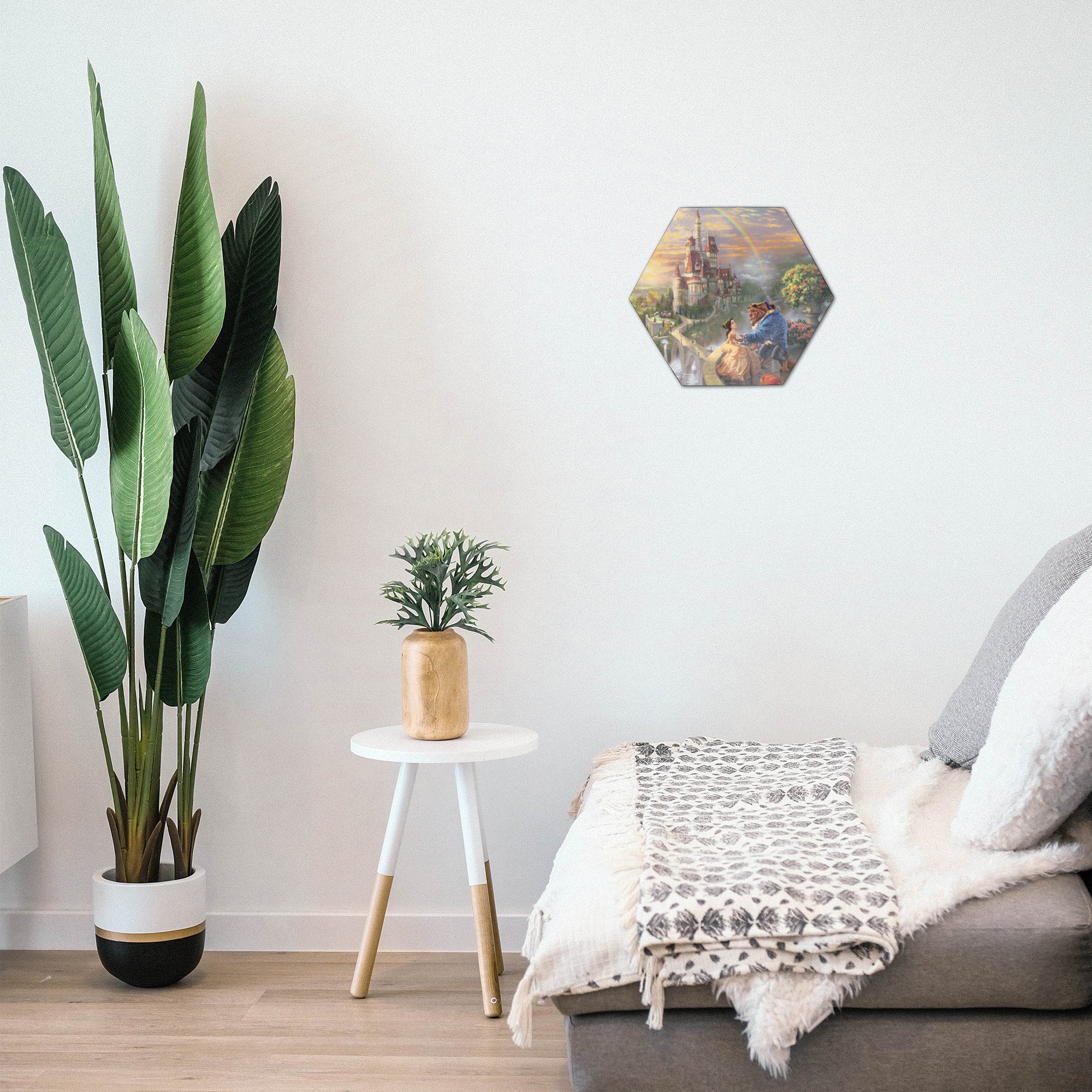 Disney (Beauty and the Beast Falling in Love) KNEXAGON® Wood Print WPHEX8962