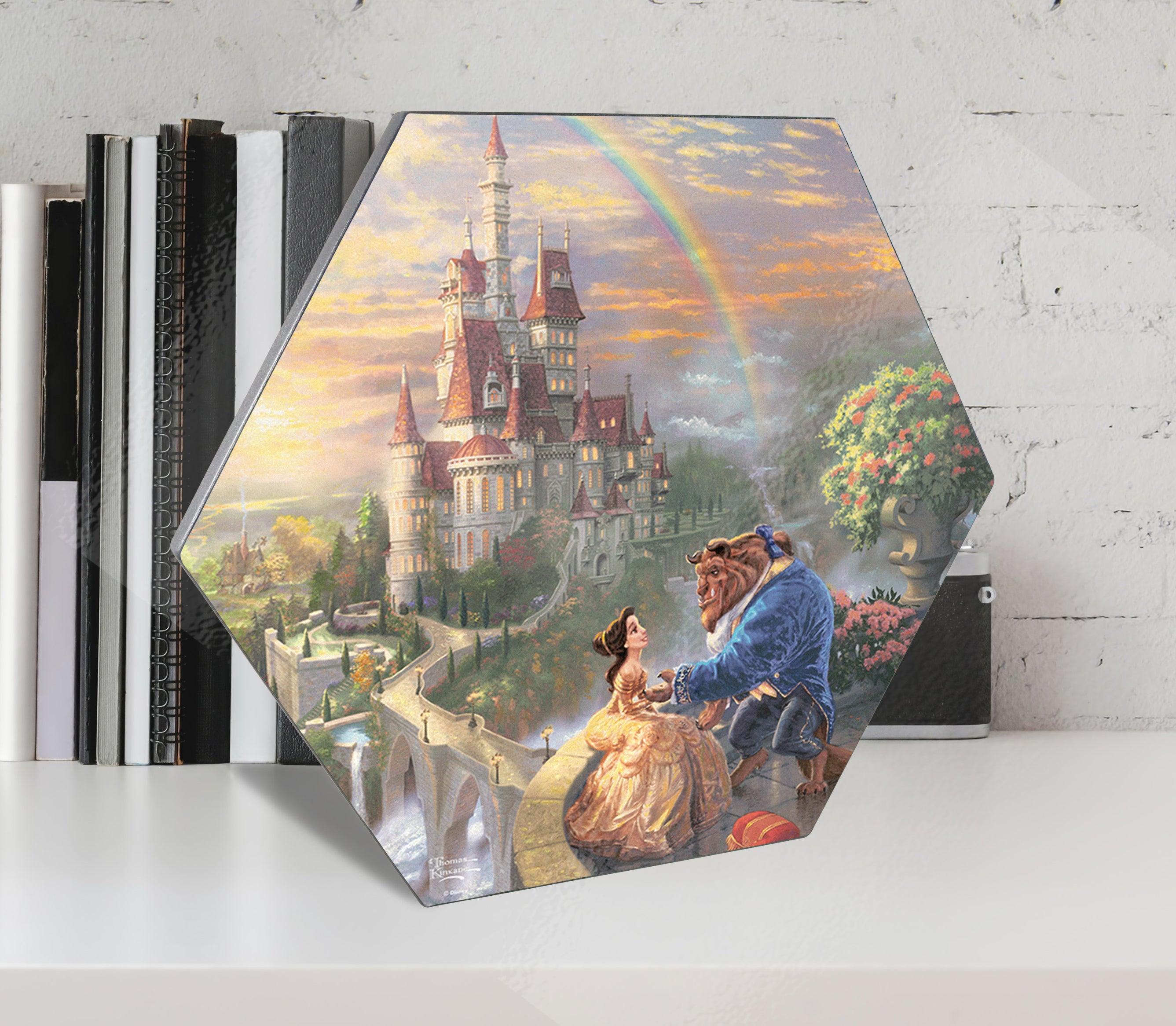 Disney (Beauty and the Beast Falling in Love) KNEXAGON® Wood Print WPHEX8962