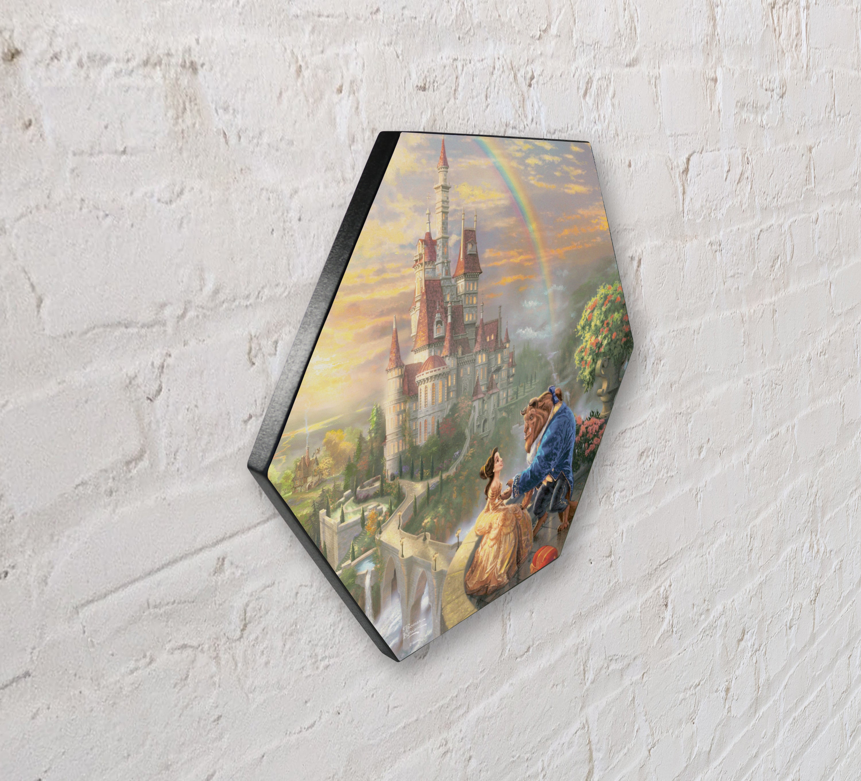 Disney (Beauty and the Beast Falling in Love) KNEXAGON® Wood Print WPHEX8962