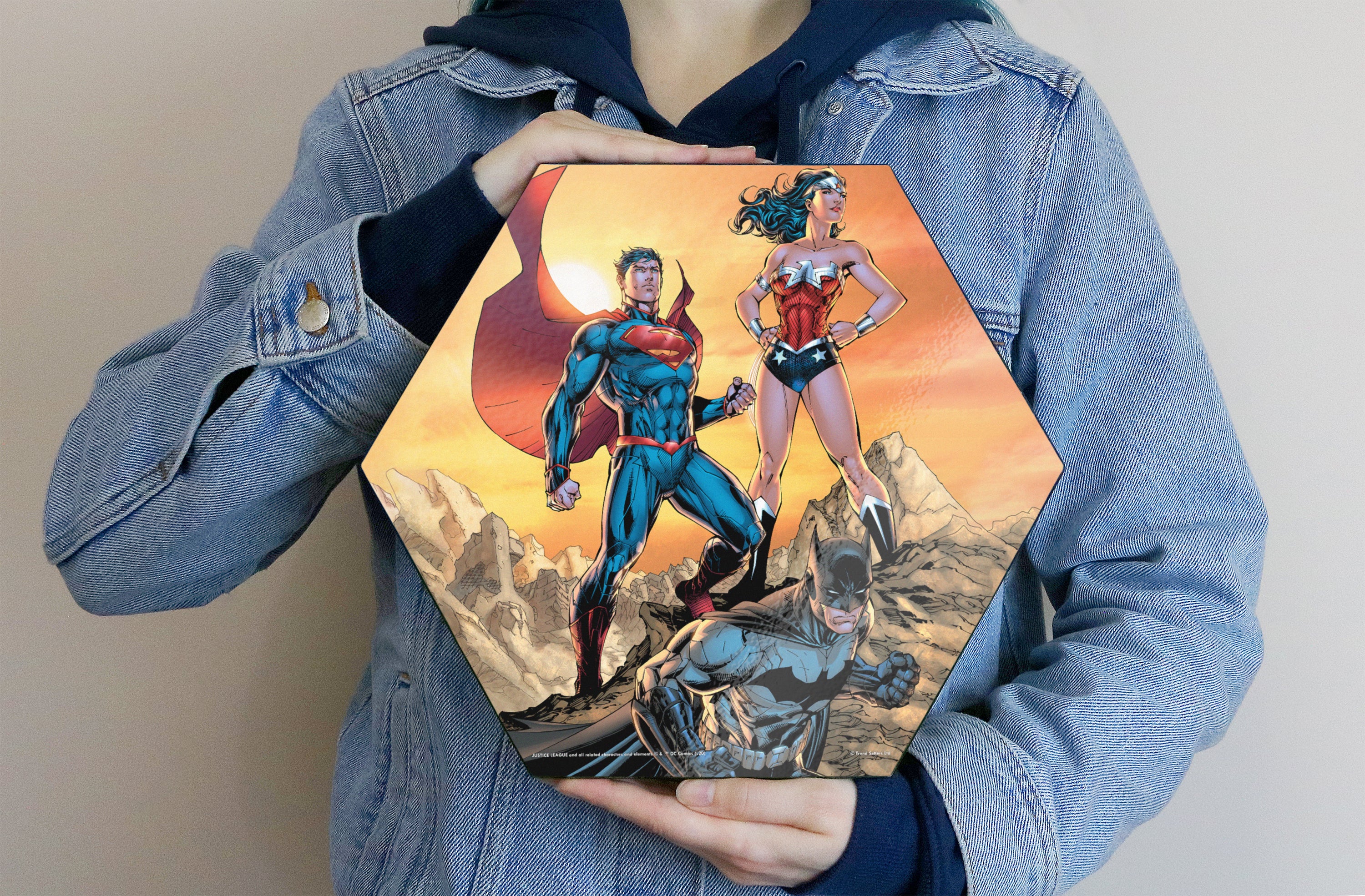 DC Comics (Justice League) KNEXAGON® Wood Print  WPHEX9126DCJL