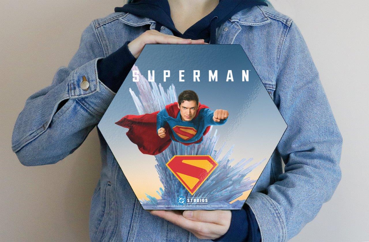 Superman (2025) (Superman’s Fortress) 11.5" X 10" KNEXAGON Wood Print WPHEX9806