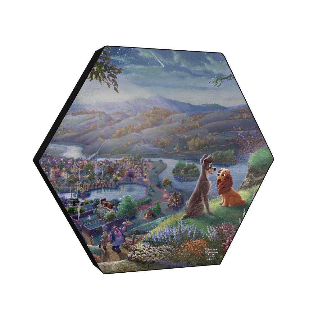 Disney (Lady and the Tramp Falling in Love) KNEXAGON™ Wood Print WPHEX9902