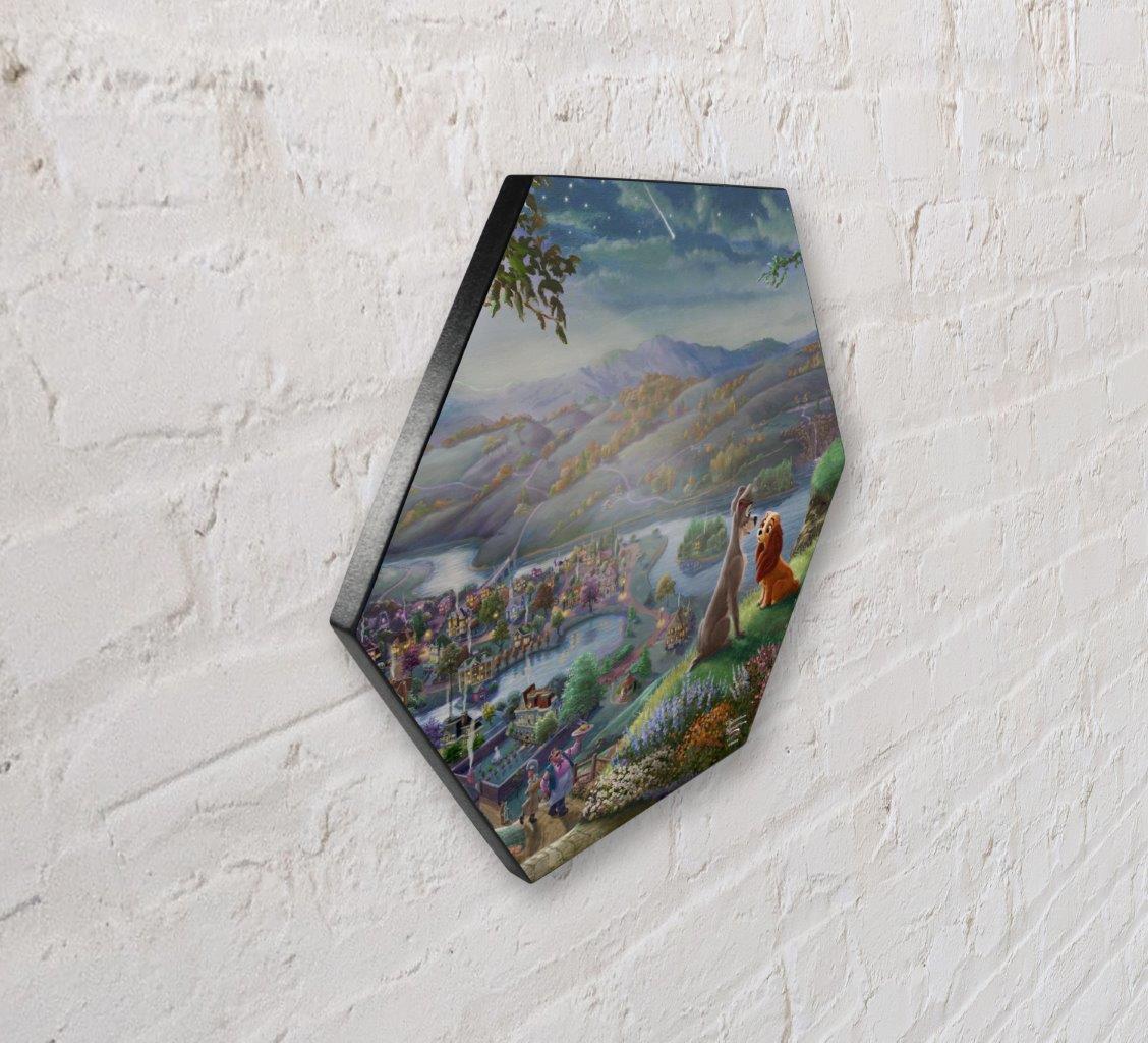 Disney (Lady and the Tramp Falling in Love) KNEXAGON™ Wood Print WPHEX9902