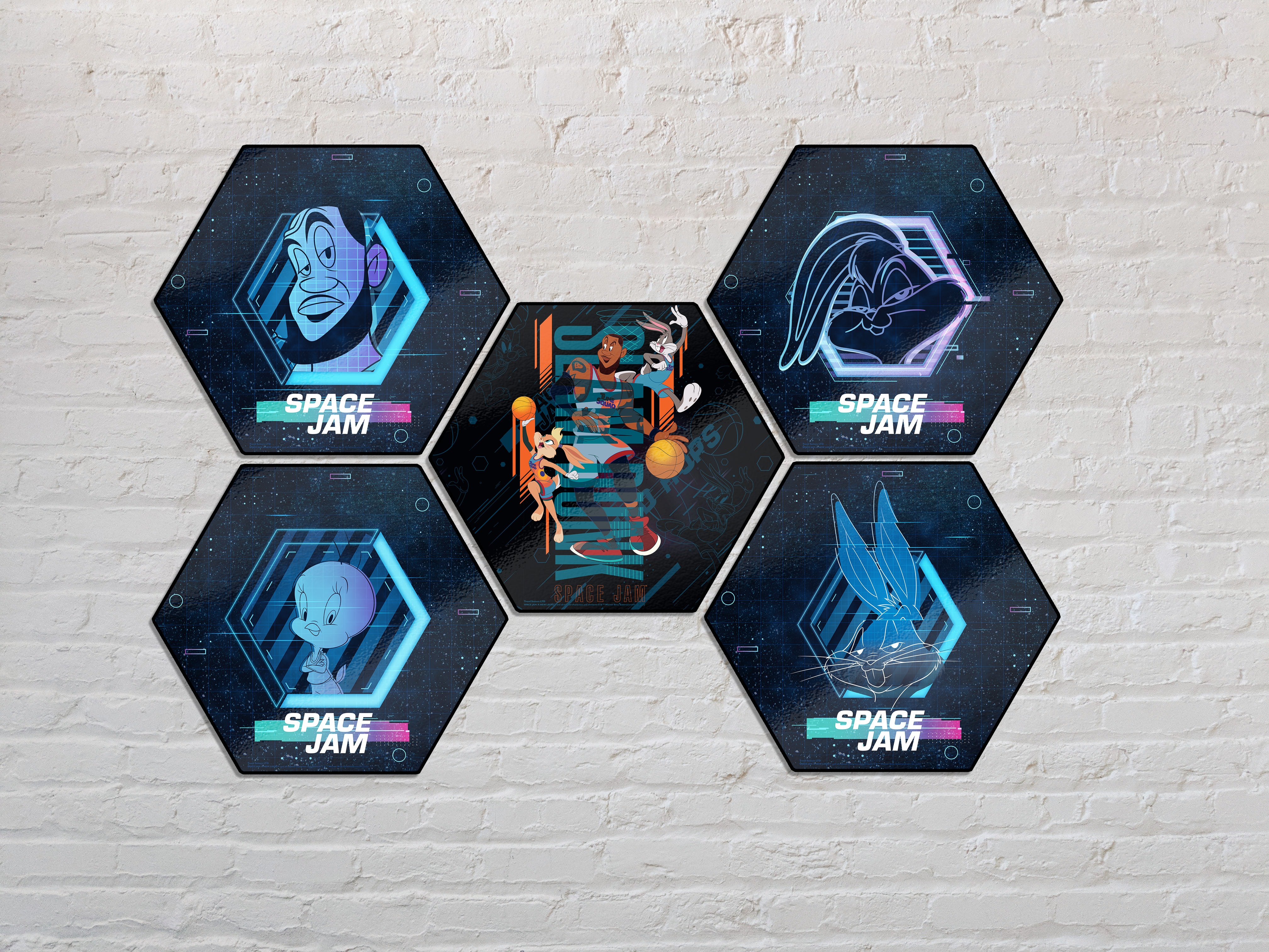 Space Jam: A New Legacy (Tune Squad- Lebron James) KNEXAGON® Wood Print WPHEX9981SJTS