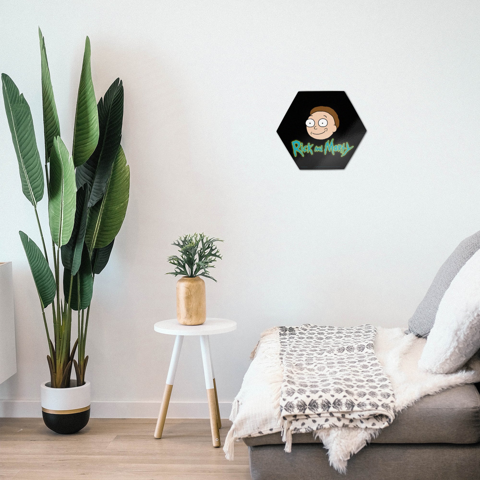 Rick and Morty (MORTY) KNEXAGON® Wood Print WPHEX9989