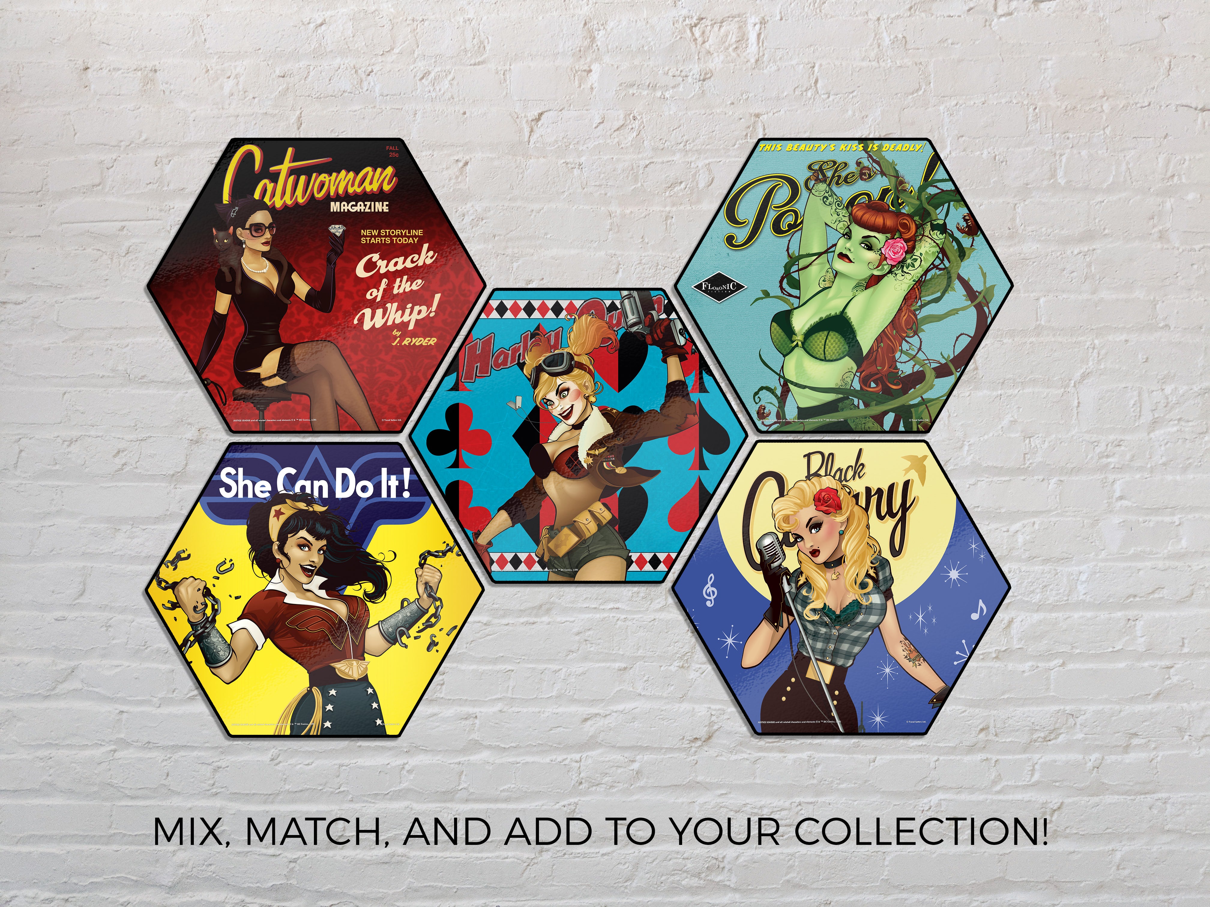 DC Comics (Harley Quinn - Bombshells) KNEXAGON® Wood Print WPHEX4996DCBS