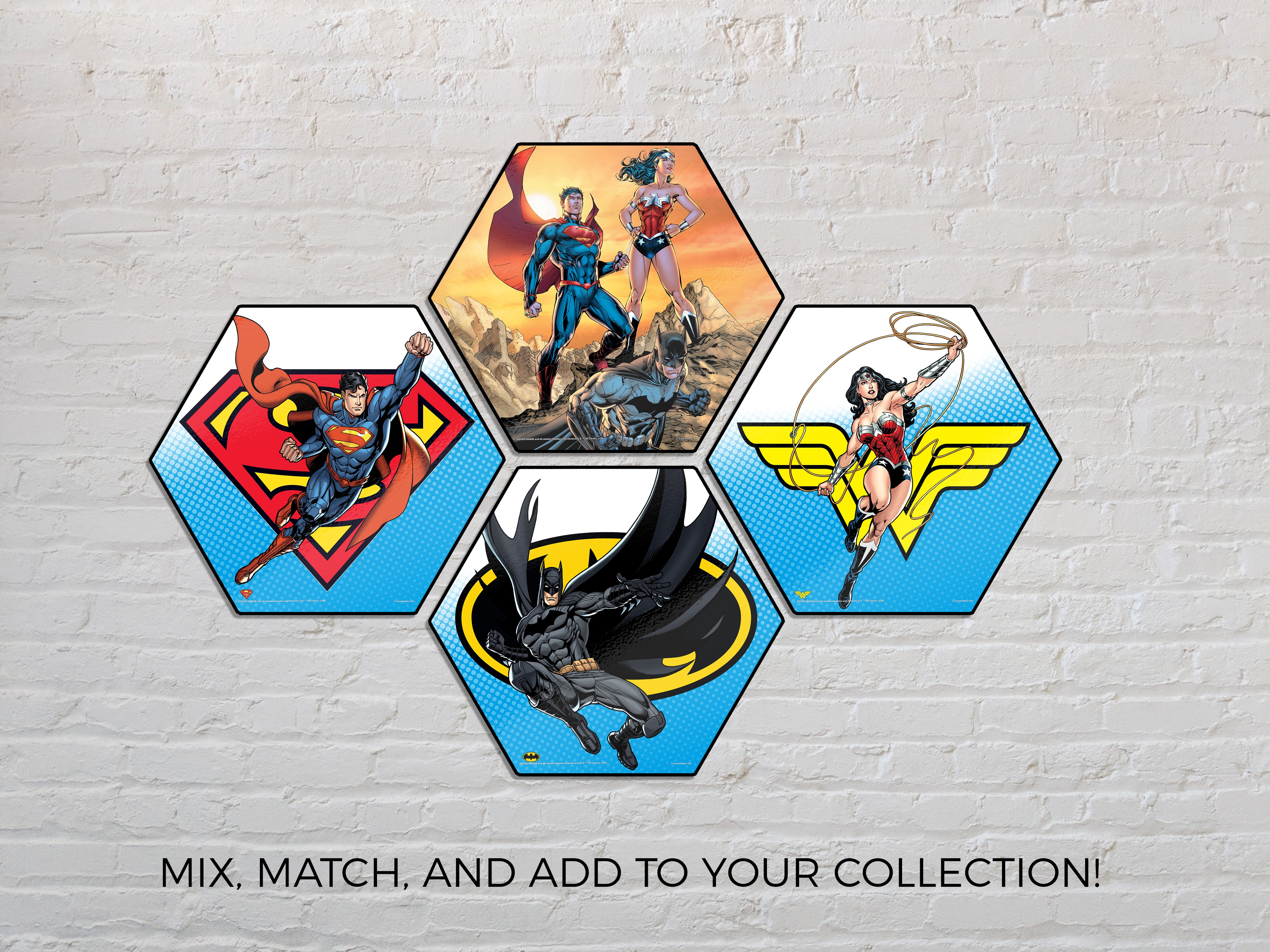 DC Comics (Justice League) KNEXAGON® Wood Print  WPHEX9126DCJL