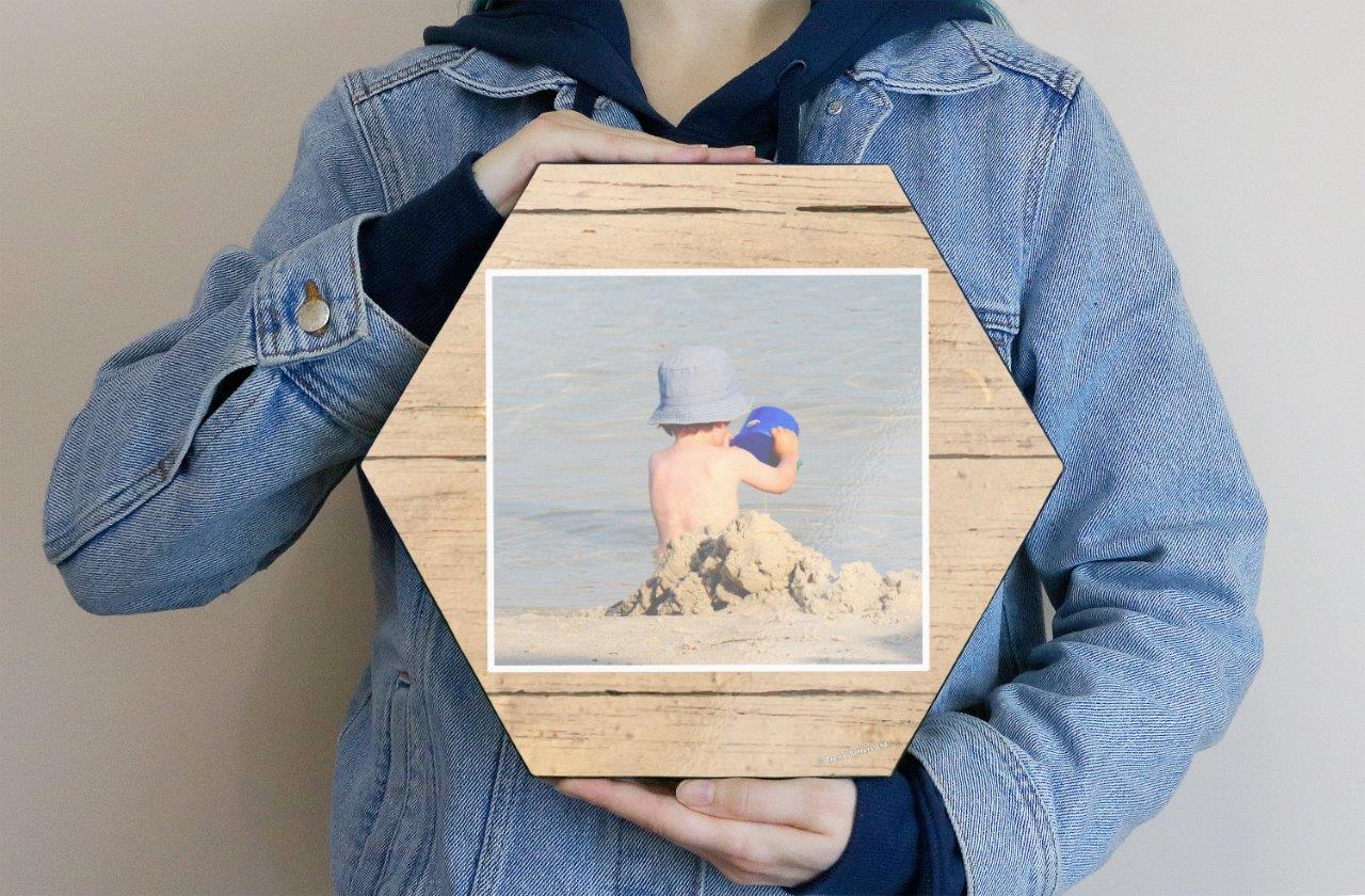 Vacation Collection (A Day at the Beach-Sand - Upload) 11.5" X 10" KNEXAGON Wood Print