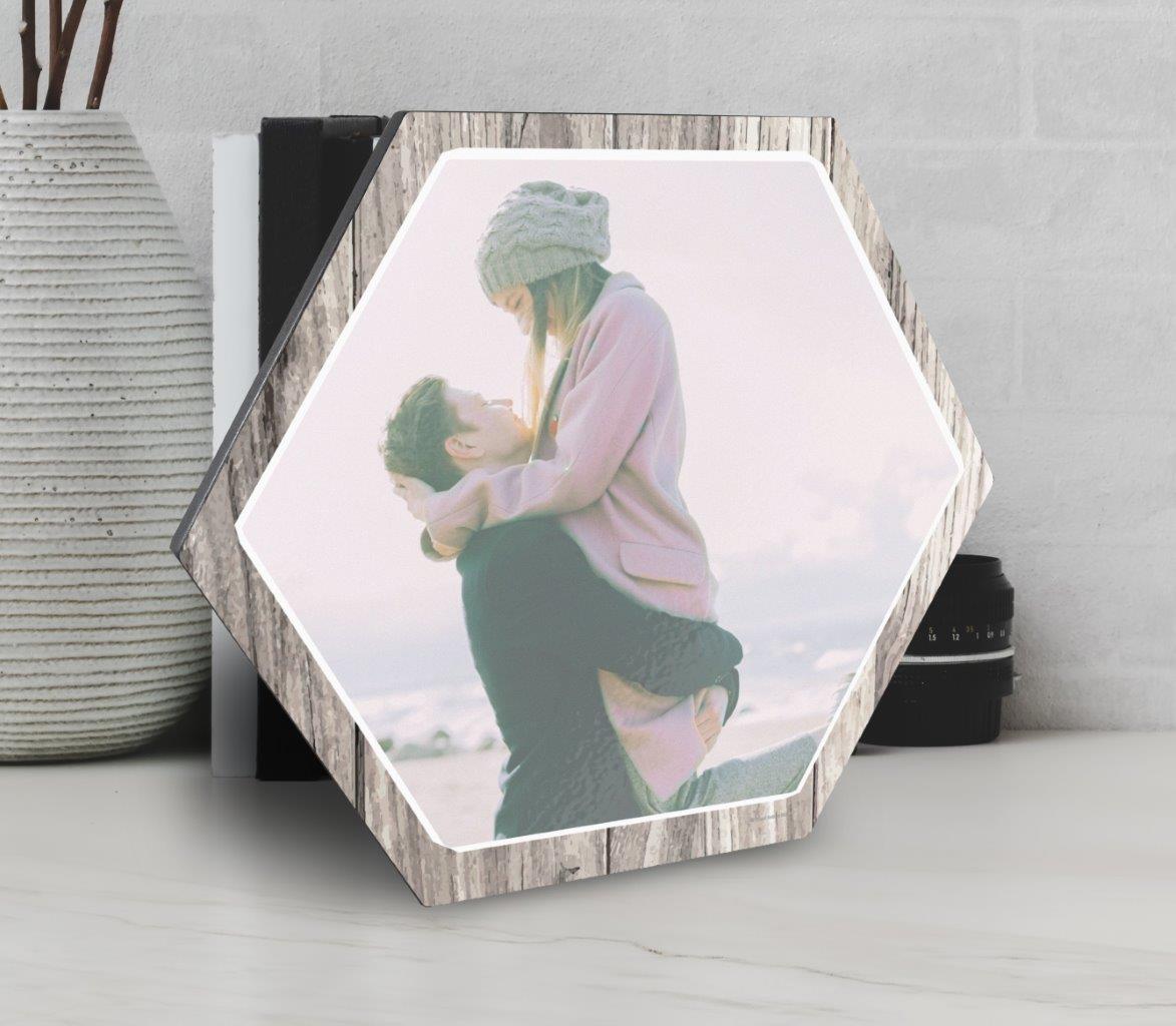 Family Collection (Every Family Has A Story - White - Full Photo - Upload) 11.5" X 10" KNEXAGON Wood Print