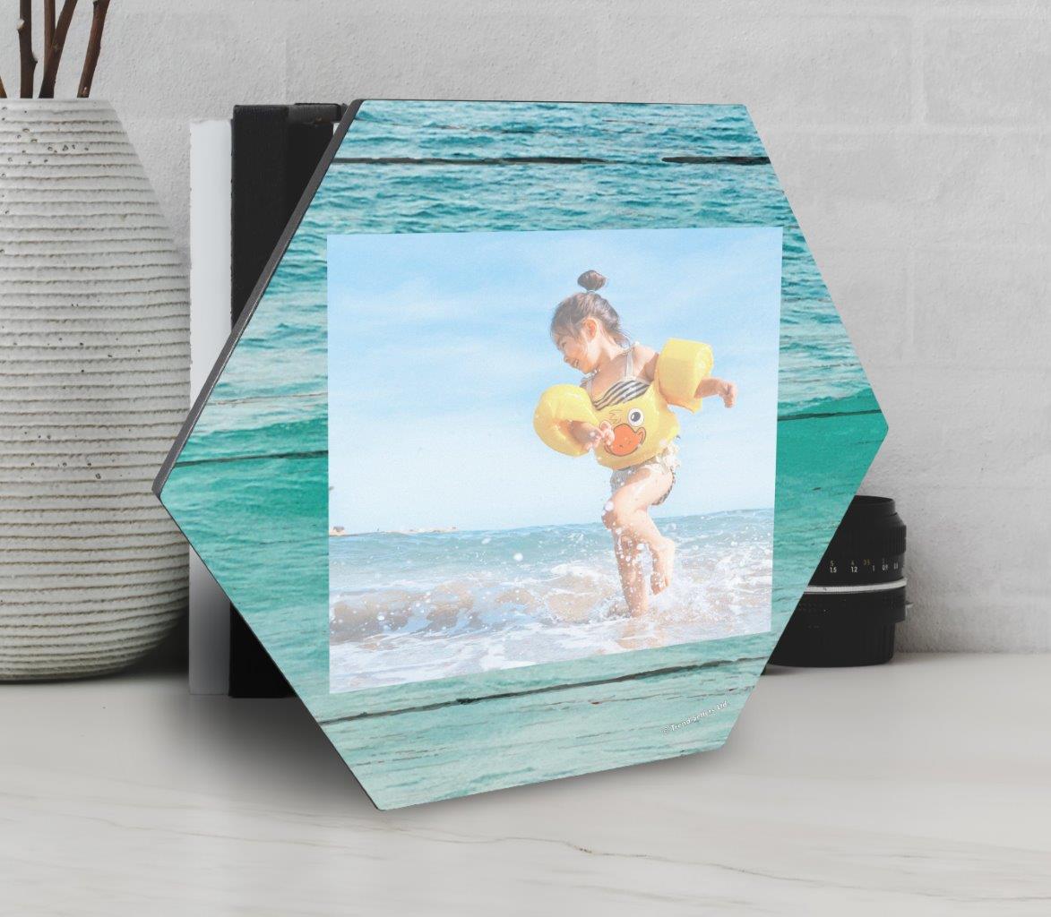 Vacation Collection (A Day at the Beach - Ocean - Upload) 11.5" X 10" KNEXAGON Wood Print